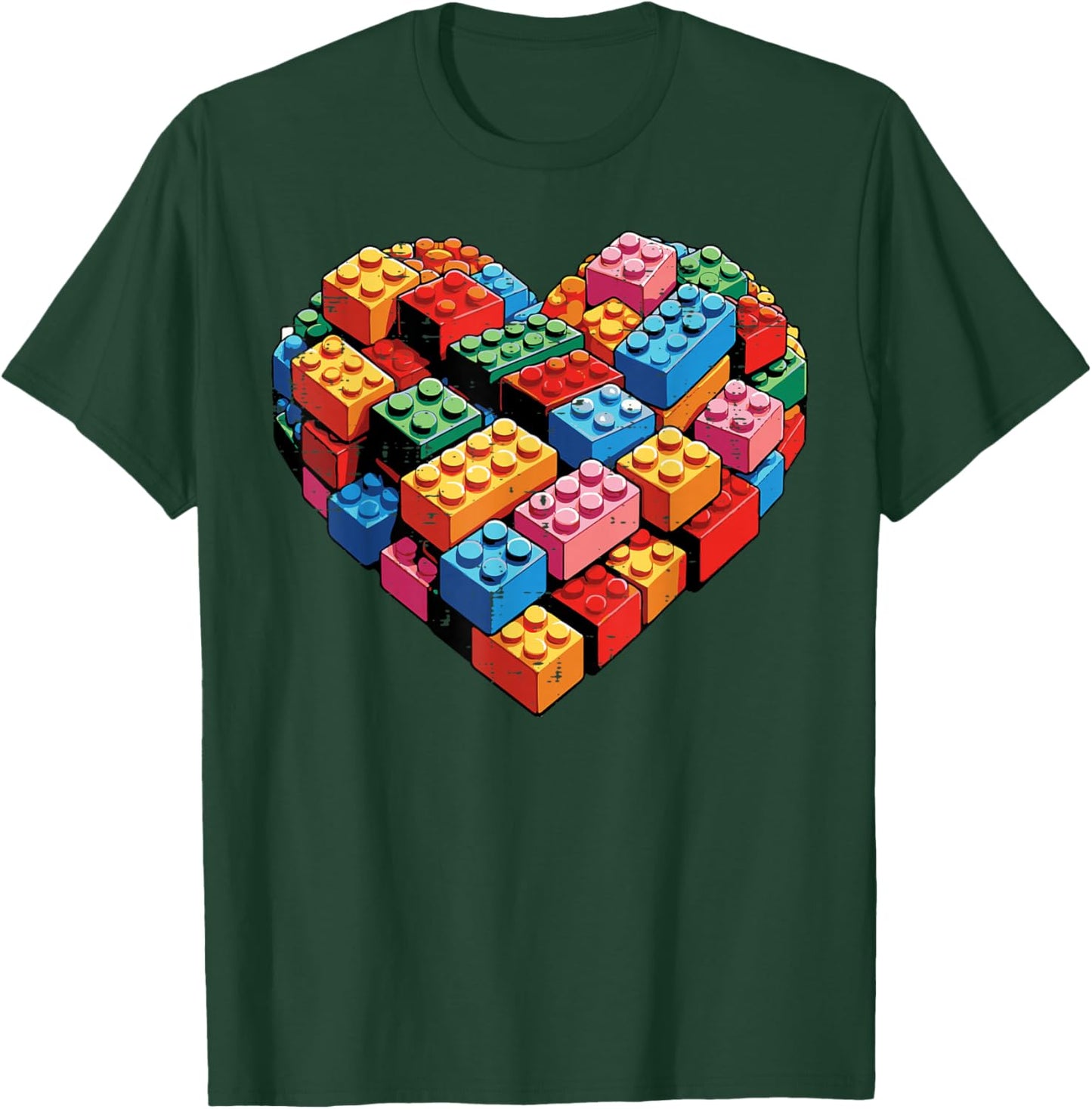Valentines Day Heart Building Blocks Bricks Boys Kid Toddler T-Shirt - T-Shirt | Forest