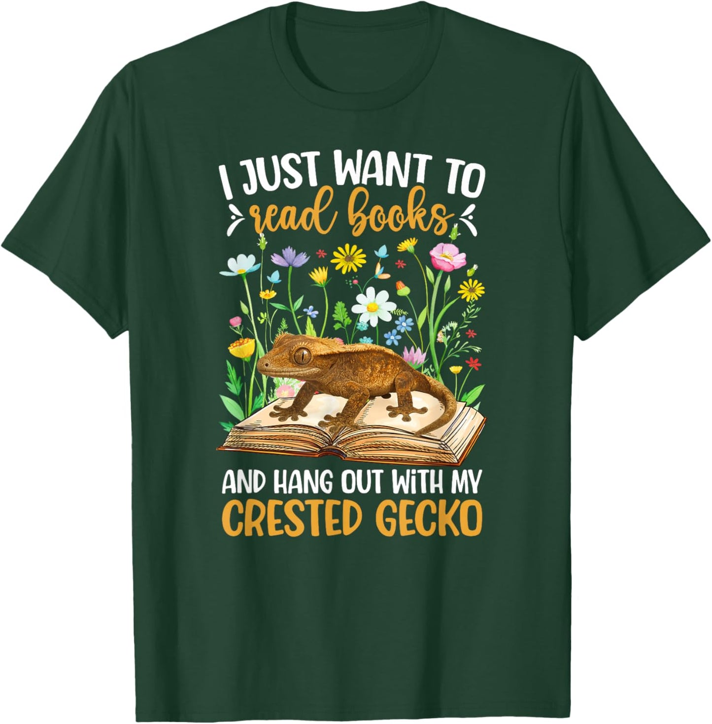 Books and Crested Gecko Owner Crestie Lover T-Shirt - T-Shirt | Forest