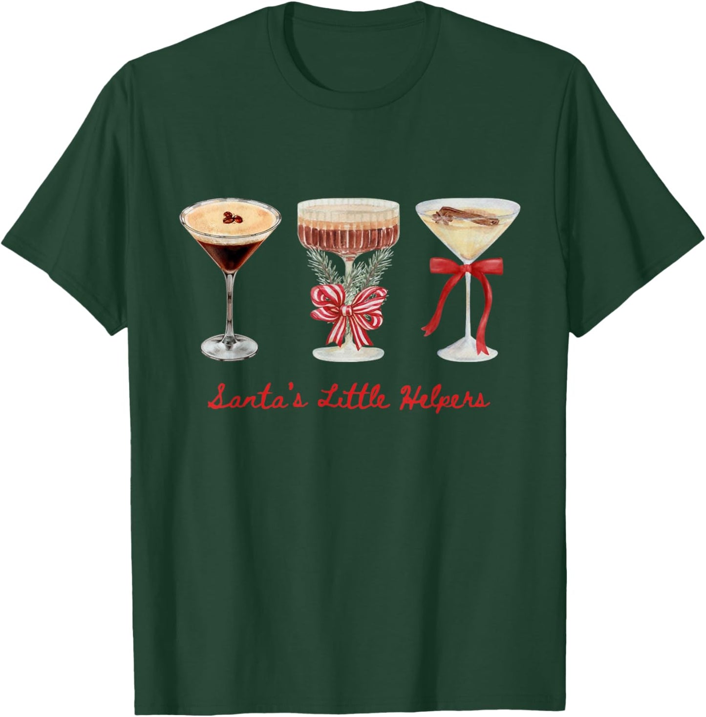 Funny Vintage Santa's Little Helper Martini Merry Christmas T-Shirt - T-Shirt | Forest
