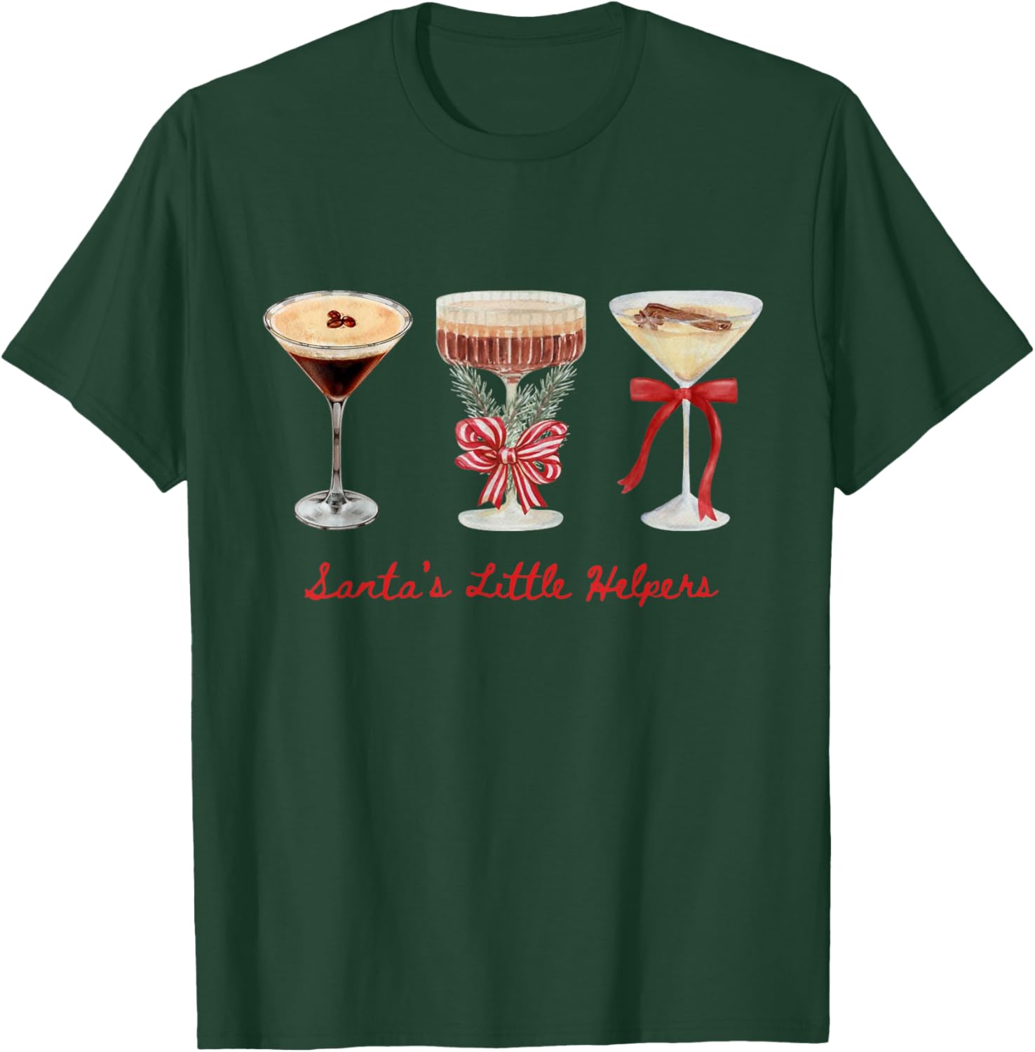 Funny Vintage Santa's Little Helper Martini Merry Christmas T-Shirt - T-Shirt | Forest