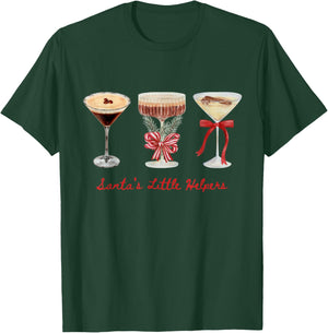 Funny Vintage Santa's Little Helper Martini Merry Christmas T-Shirt - T-Shirt | Forest