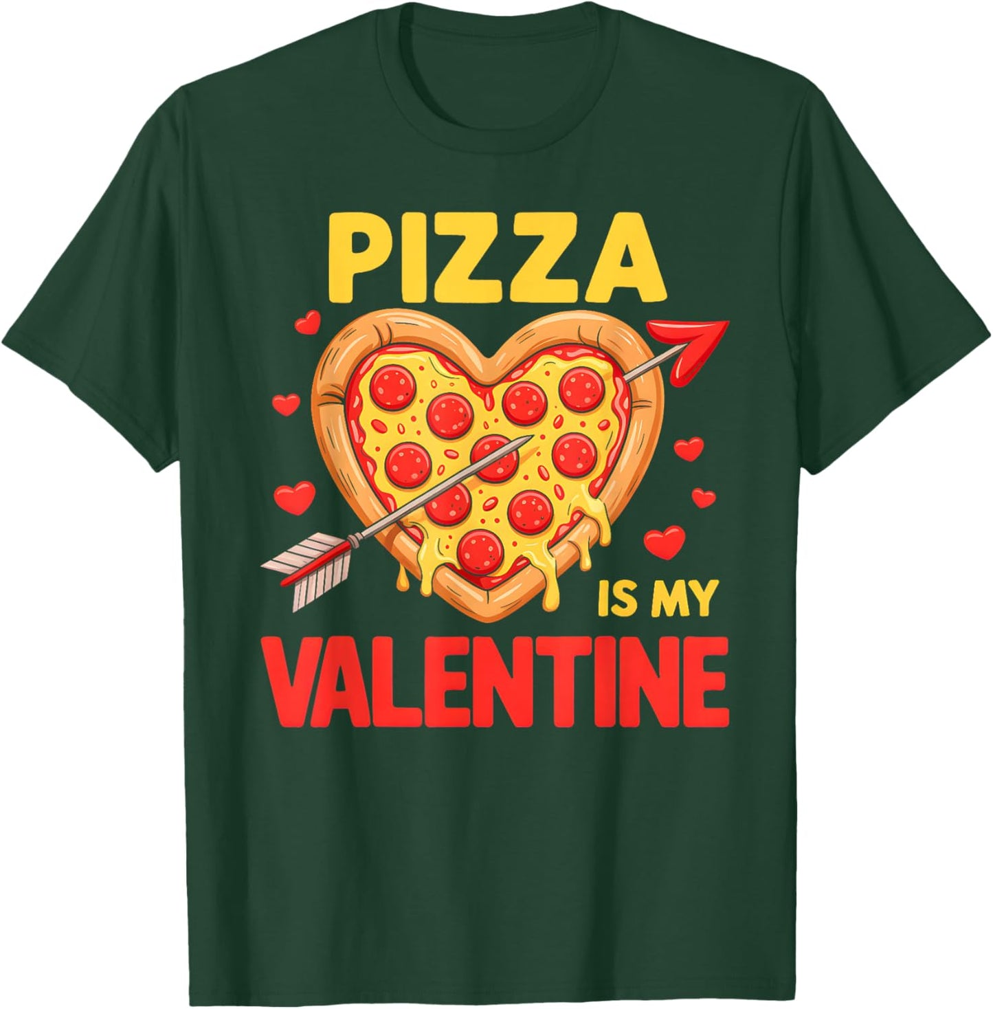 Pizza is My Valentine Boys Girls Valentines Day Pizza Lover T-Shirt - T-Shirt | Forest
