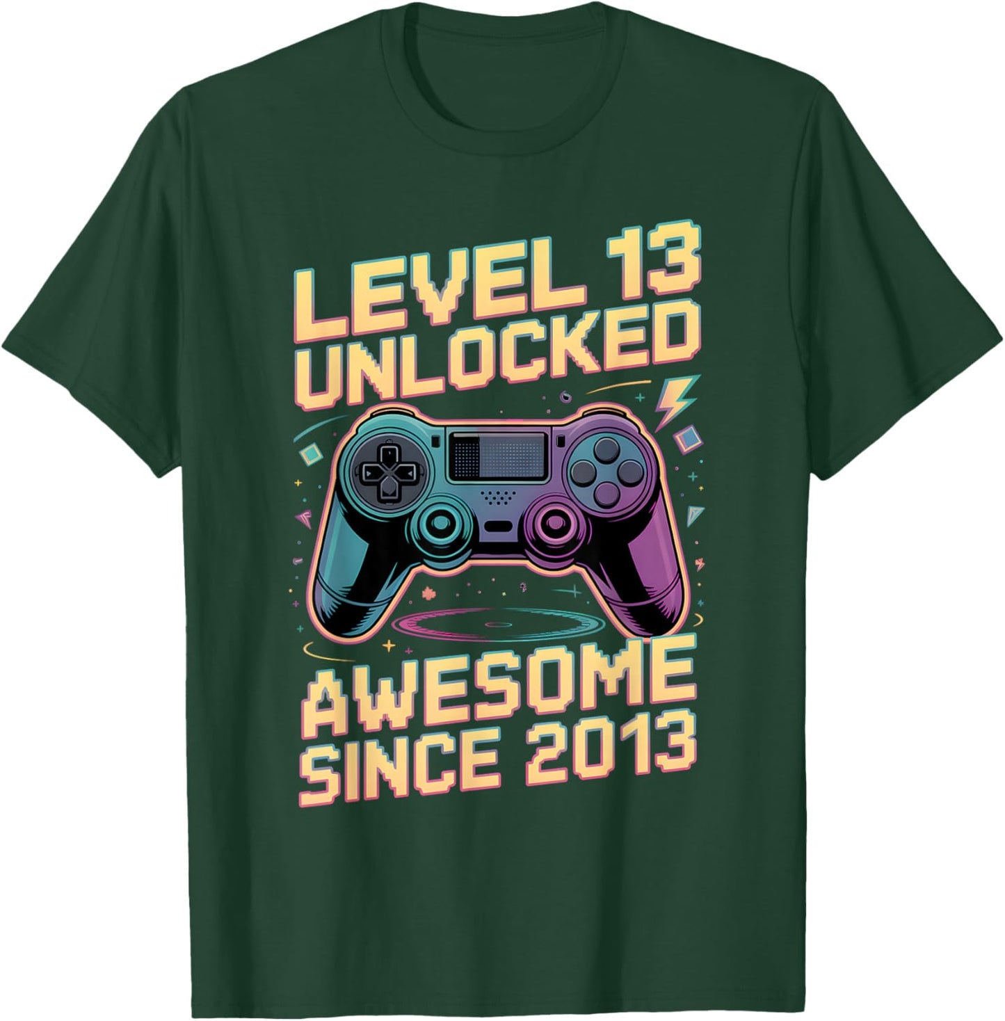 13th Birthday Boy Gift Level 13 Gamer 2013 13 Year Old Party T-Shirt - T-Shirt | Forest