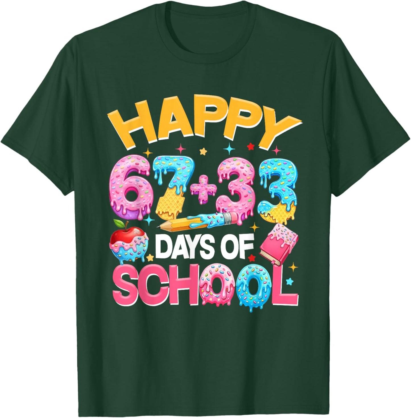 Happy 67 33 Days of School for Girls Boys Kids 100th Day T-Shirt - T-Shirt | Forest
