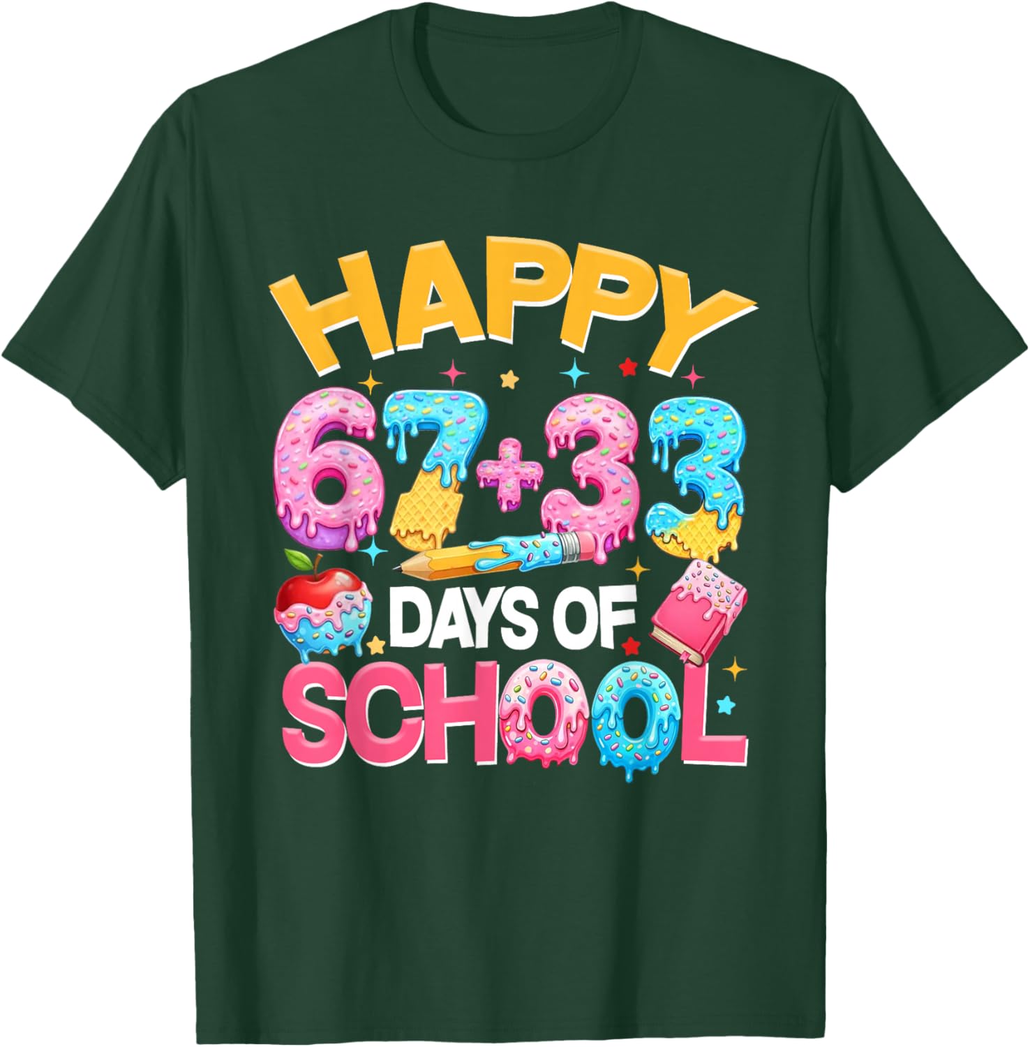 Happy 67 33 Days of School for Girls Boys Kids 100th Day T-Shirt - T-Shirt | Forest