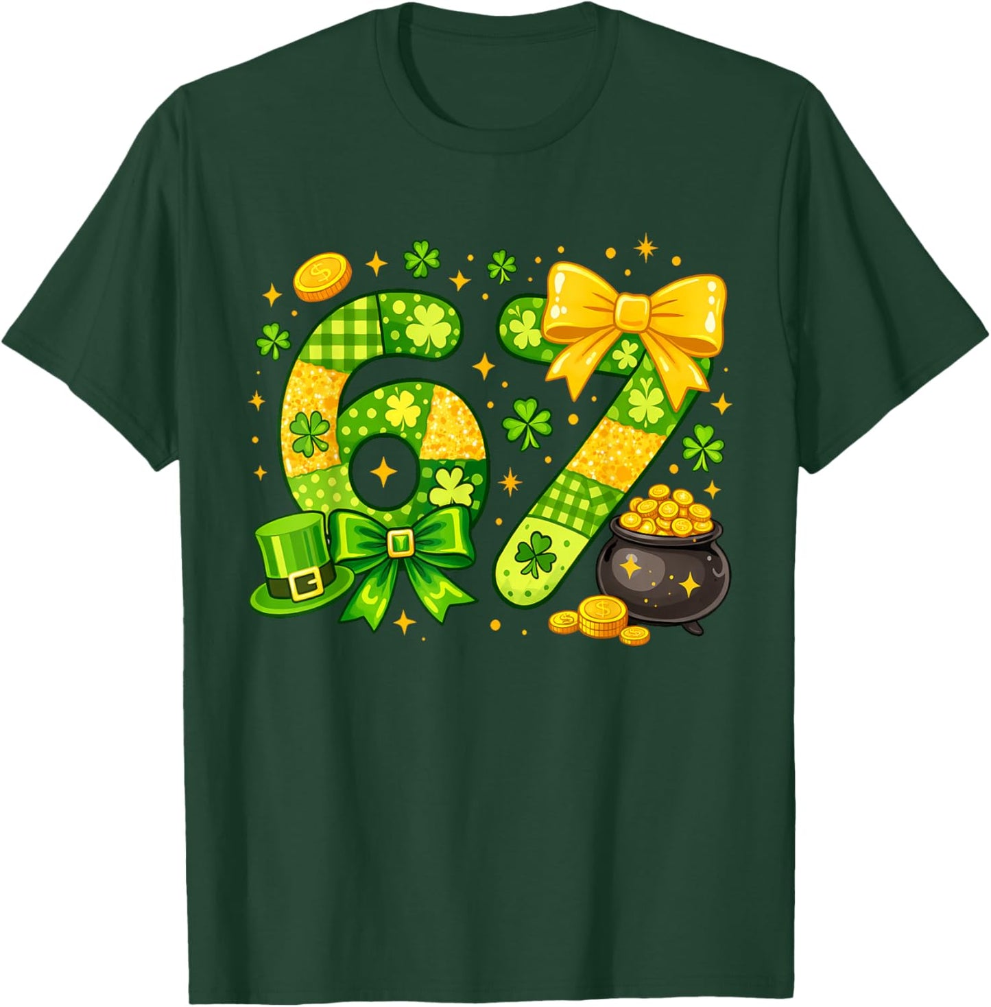 Funny Six Seven 67 Meme St Paddy's Kid Girl St Patrick's Day T-Shirt - T-Shirt | Forest