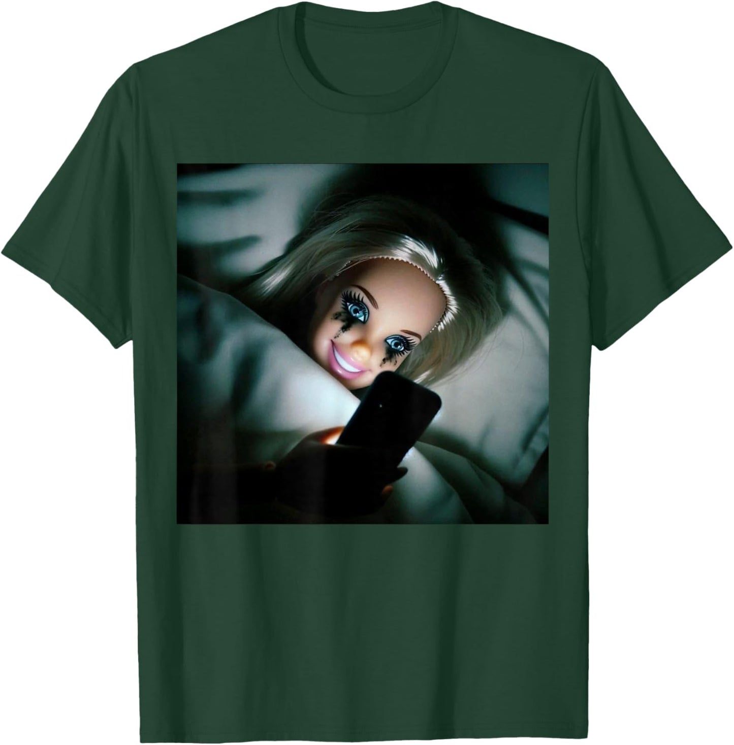 Funny Doll Crying Face Meme Scrolling Sarcastic Humor Gift T-Shirt - T-Shirt | Forest