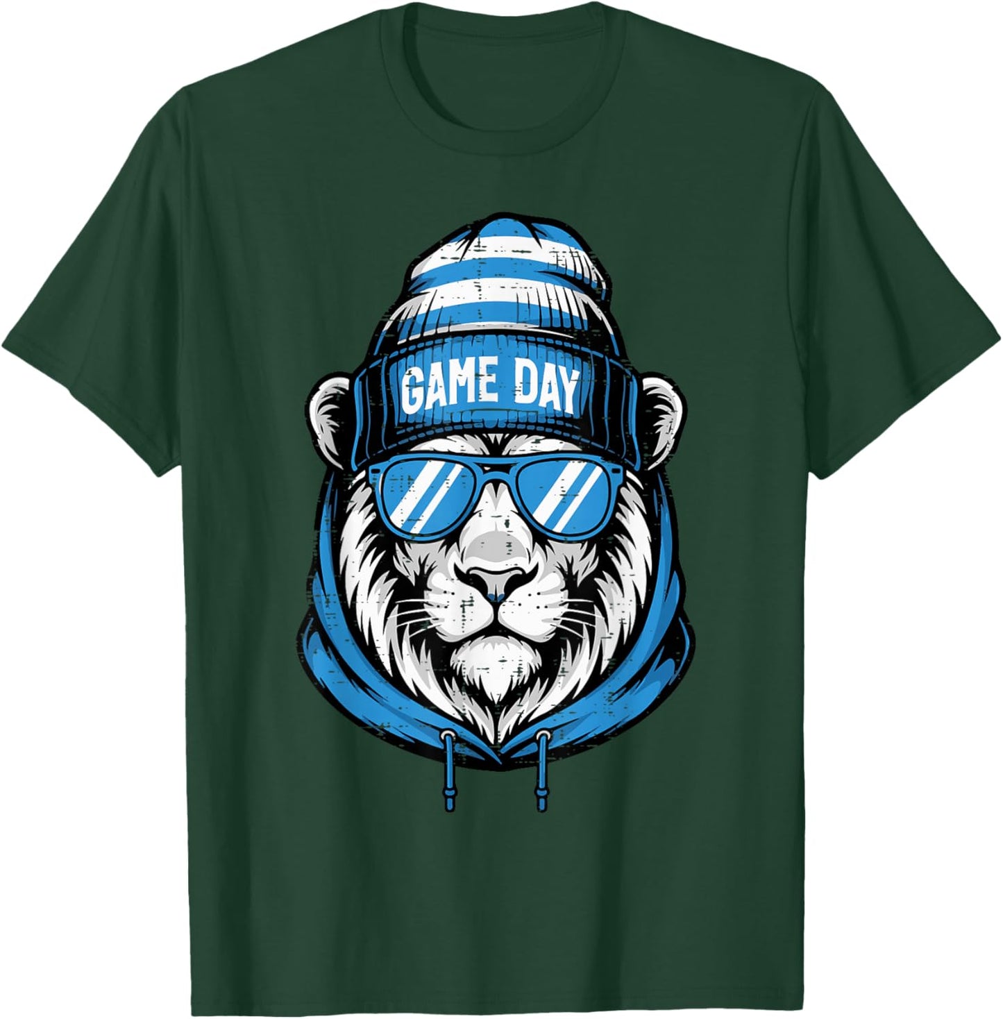 Lion Beanie Men Women Kids Boys Girls Youth Teen T-Shirt - T-Shirt | Forest