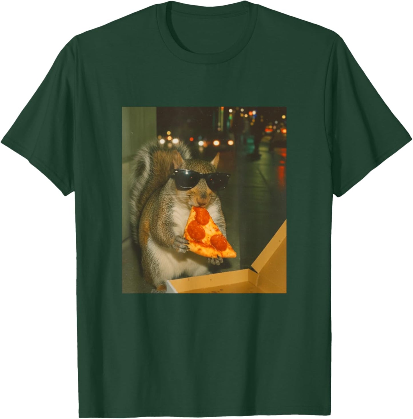 Funny Squirrel Chipmonk Eating Pizza Animal Meme Retro T-Shirt - T-Shirt | Forest