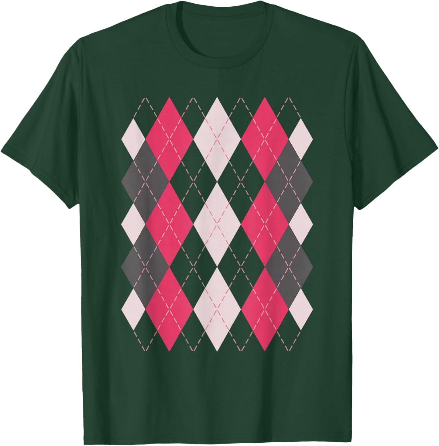 Preppy Plaid Argyle Stylish & Fun Faux Sweater Design T-Shirt - T-Shirt | Forest
