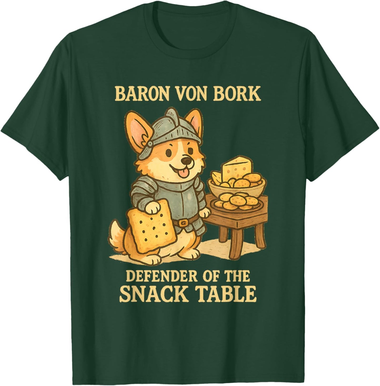 Corgi Knight Funny Dog Meme Snack Table Guard Baron Von Bork T-Shirt - T-Shirt | Forest