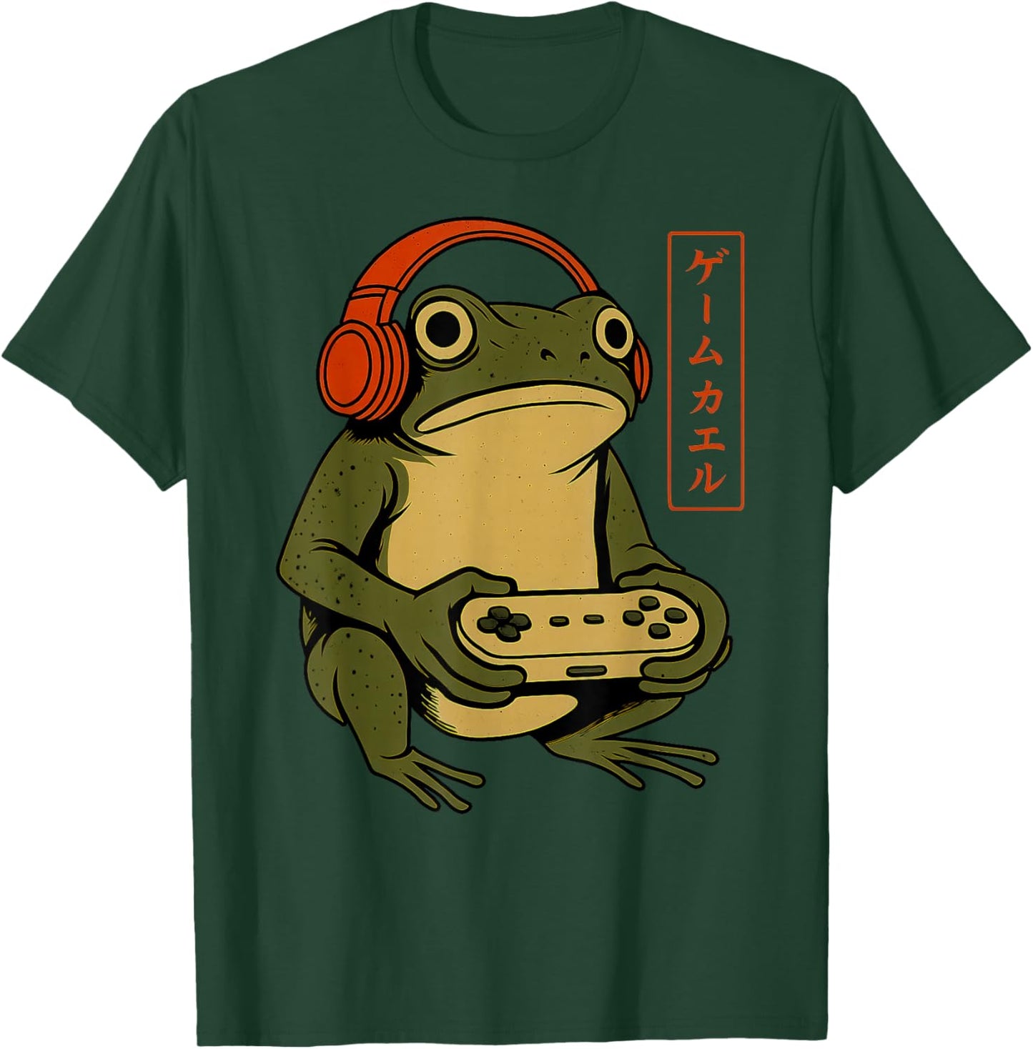 Japanese Gamer Frog Art Men Women Boys Funny Vintage Gaming T-Shirt - T-Shirt | Forest