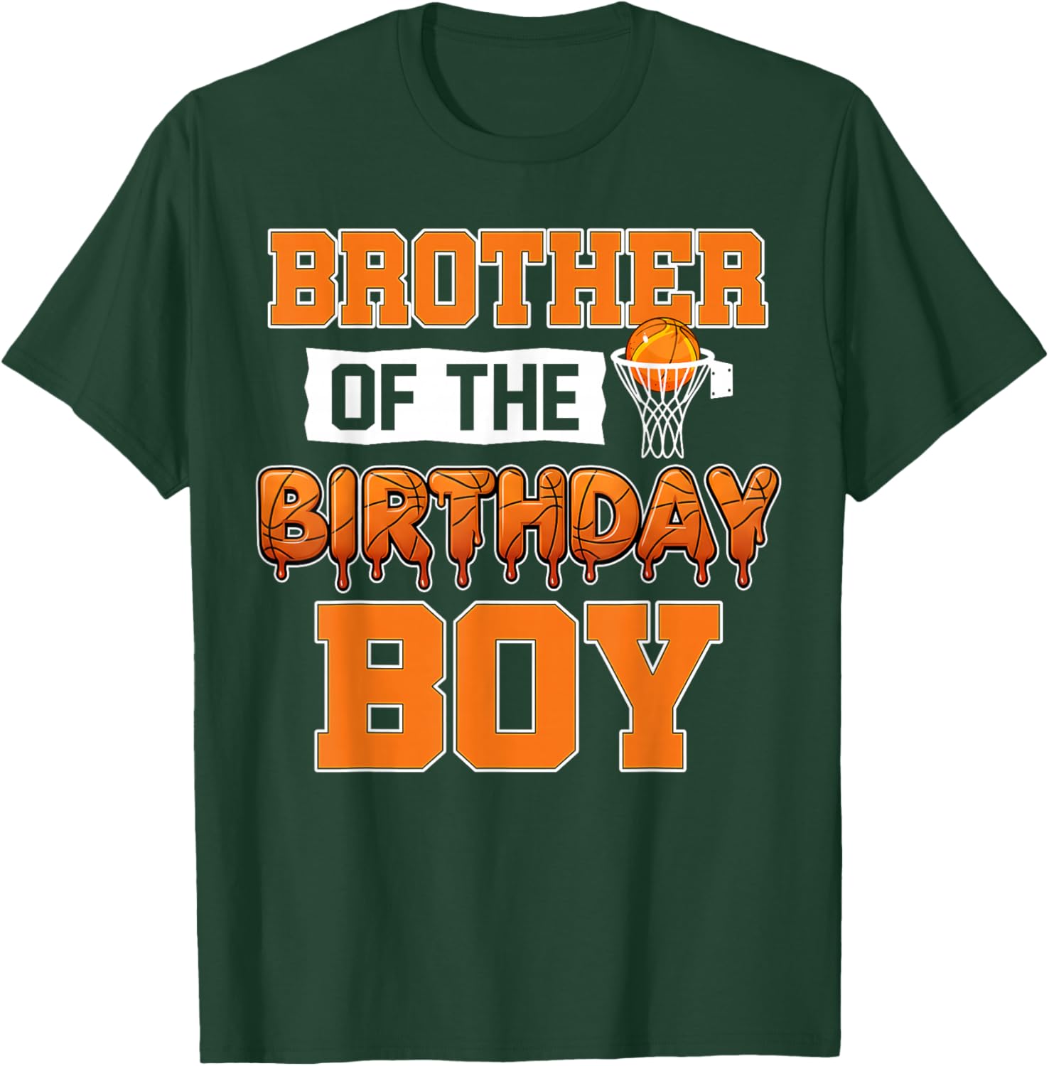 Brother of The Birthday Boy Retro Basketball Player Family T-Shirt - T-Shirt | Forest
