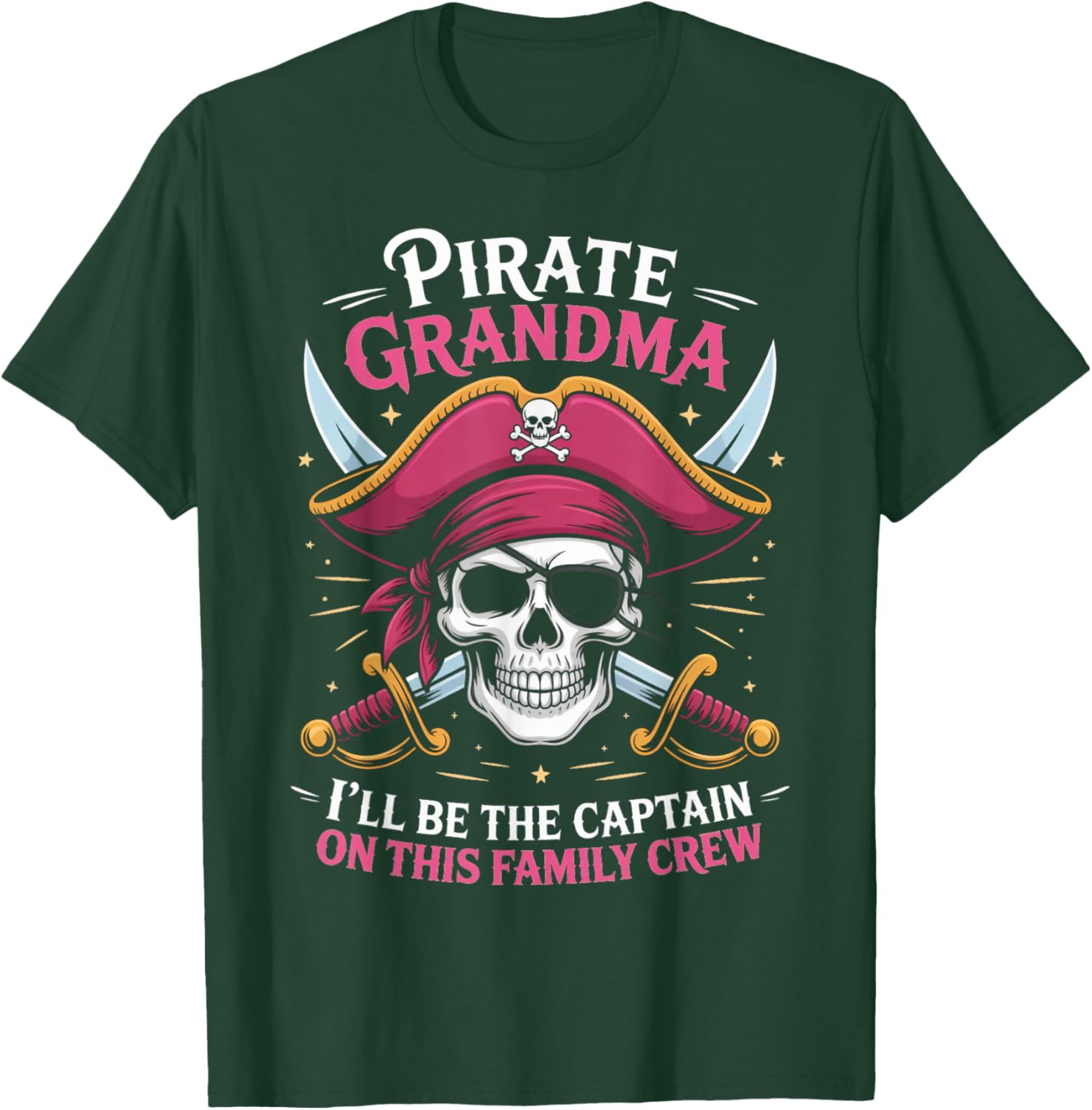 Pirate Grandma Skeleton Freeboater Boat Captain Pirate T-Shirt - T-Shirt | Forest