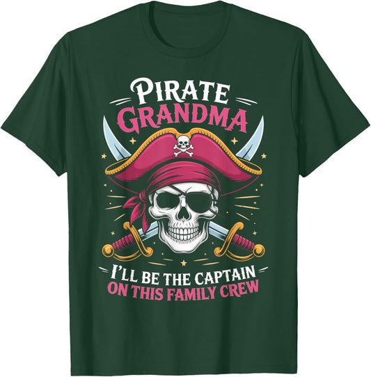 Pirate Grandma Skeleton Freeboater Boat Captain Pirate T-Shirt - T-Shirt | Forest