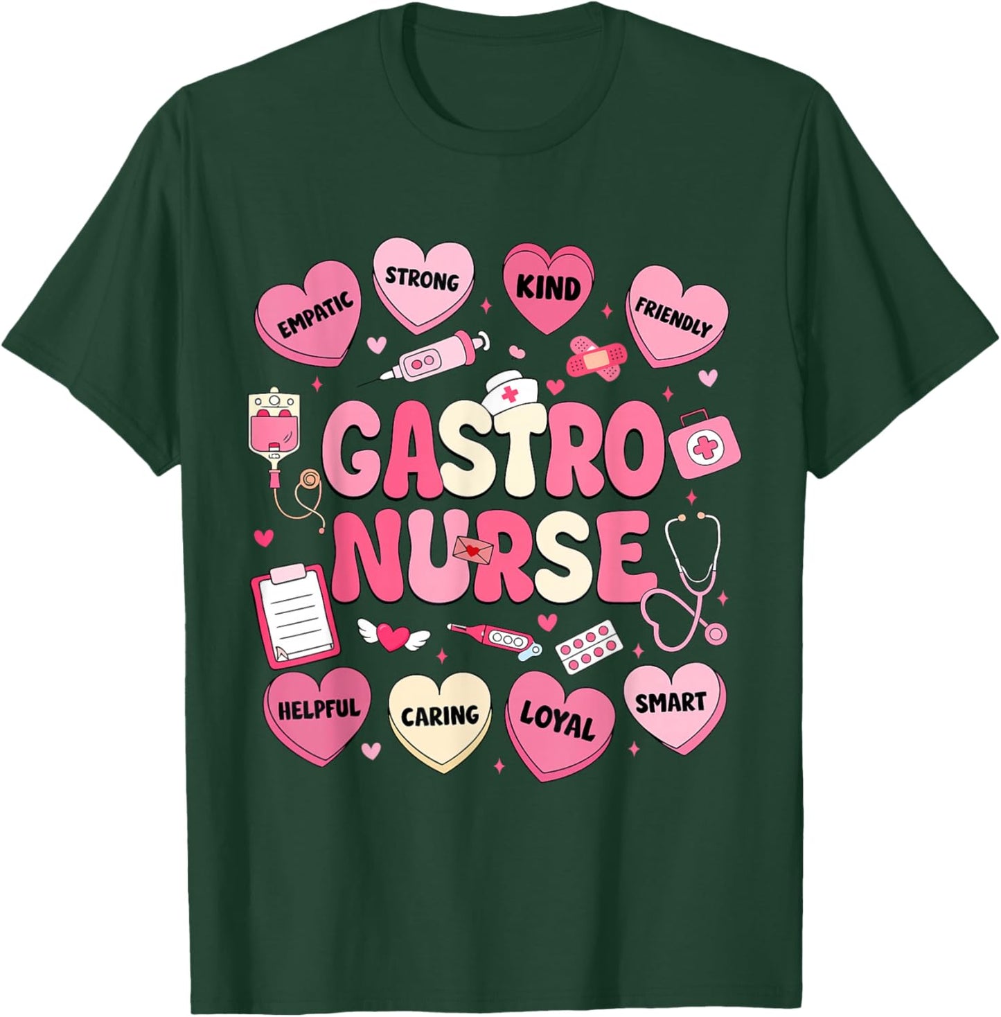 GI Nurse Valentine's Hearts Candy Gastroenterology Endo Tech T-Shirt - T-Shirt | Forest