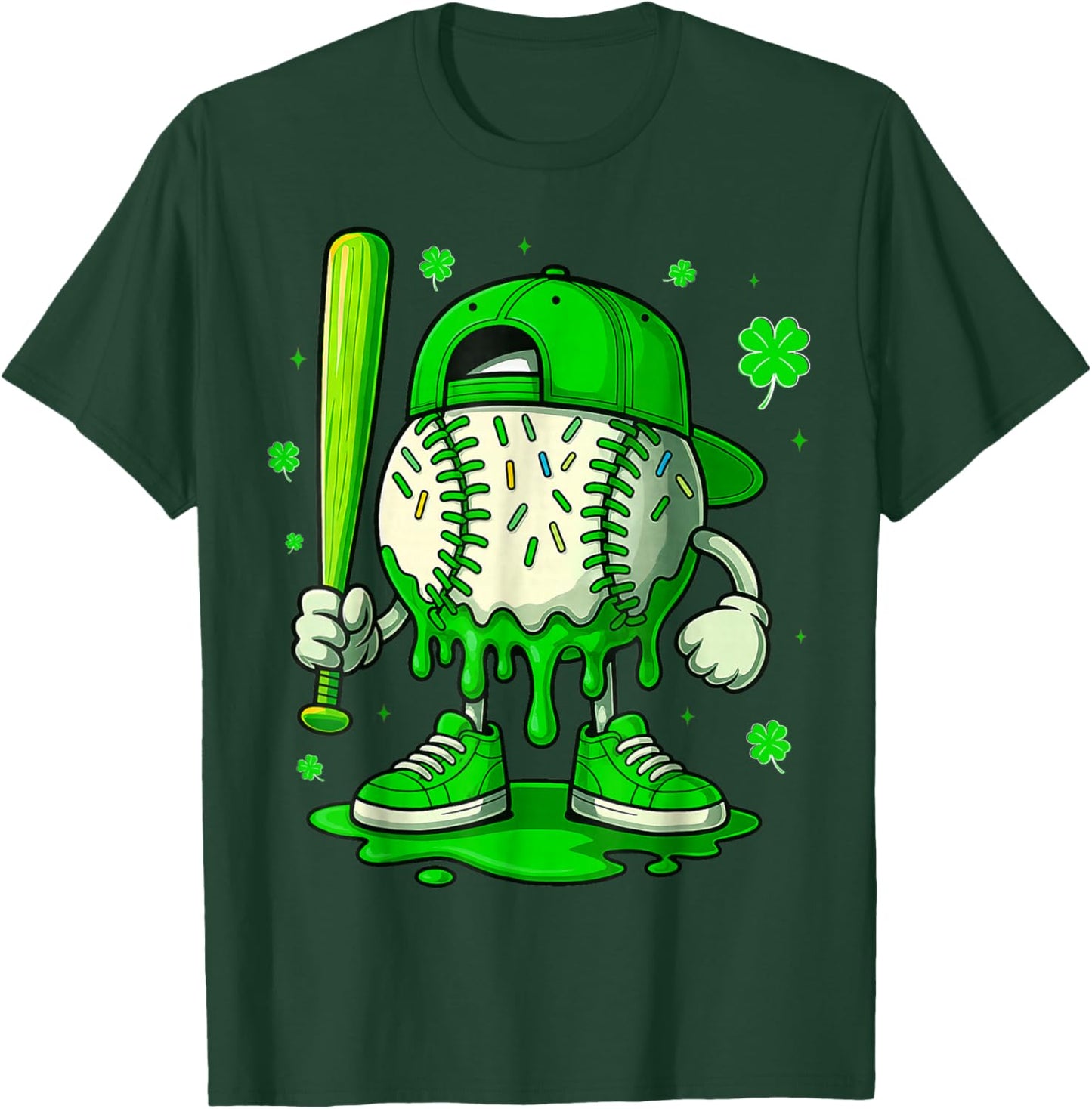 Baseball Drip Icecream Apparel Youth Boy St Patricks Day T-Shirt - T-Shirt | Forest