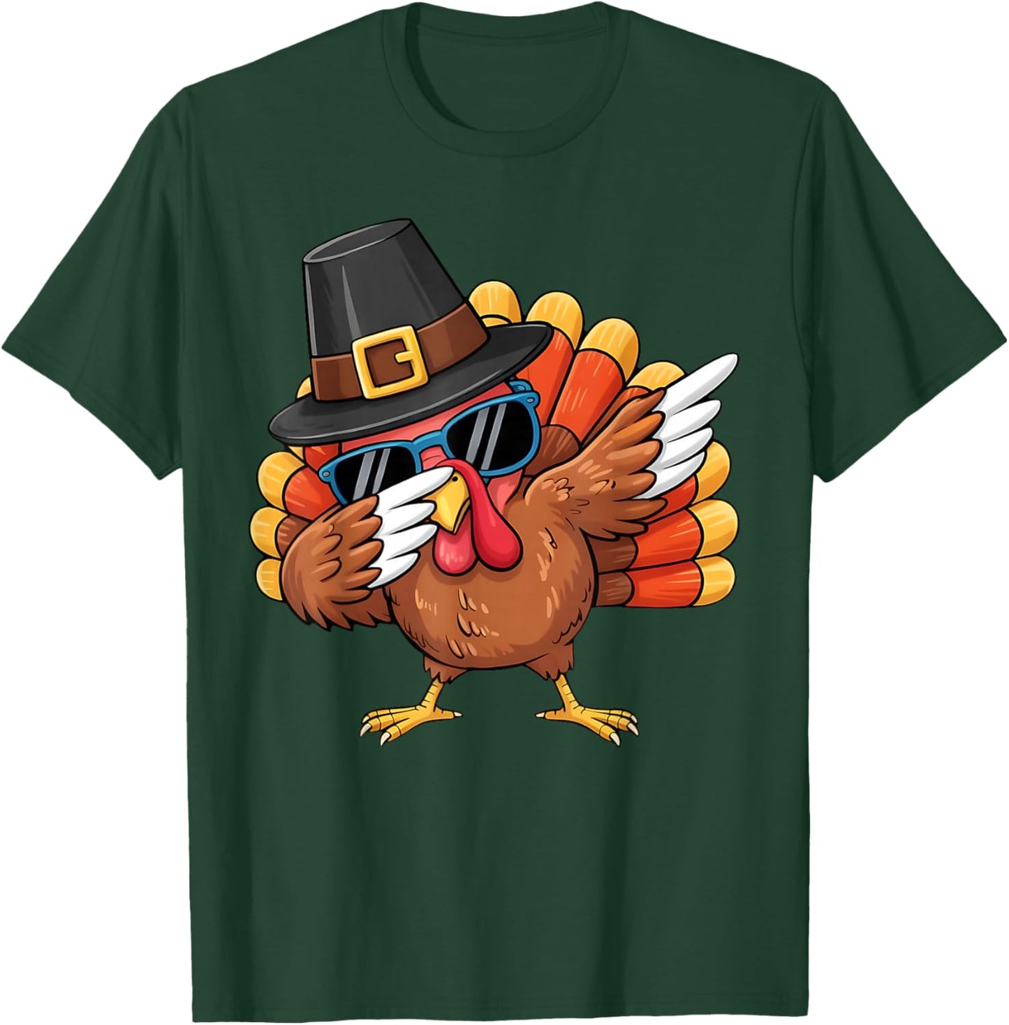 Dabbing Turkey Thanksgiving Day Boys Girls Men Funny Dab T-Shirt - T-Shirt | Forest