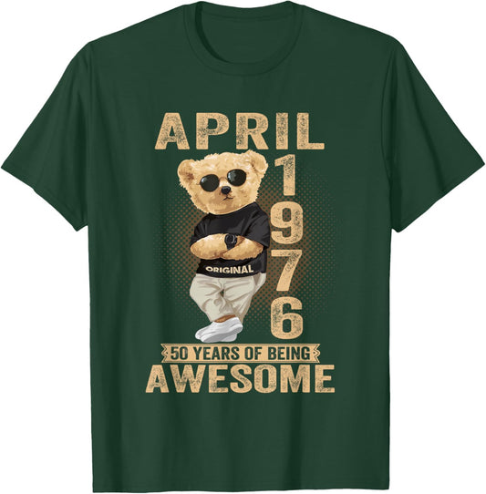 April 1976 50th Birthday 2026 Women 50 Years Teddy Bear T-Shirt - T-Shirt | Forest