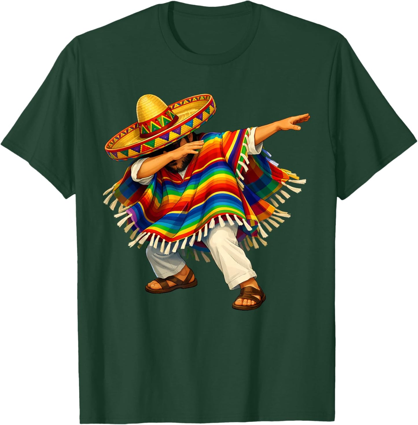 Dabbing Mexican Poncho Cinco De Mayo 5 De Mayo Men Women T-Shirt - T-Shirt | Forest