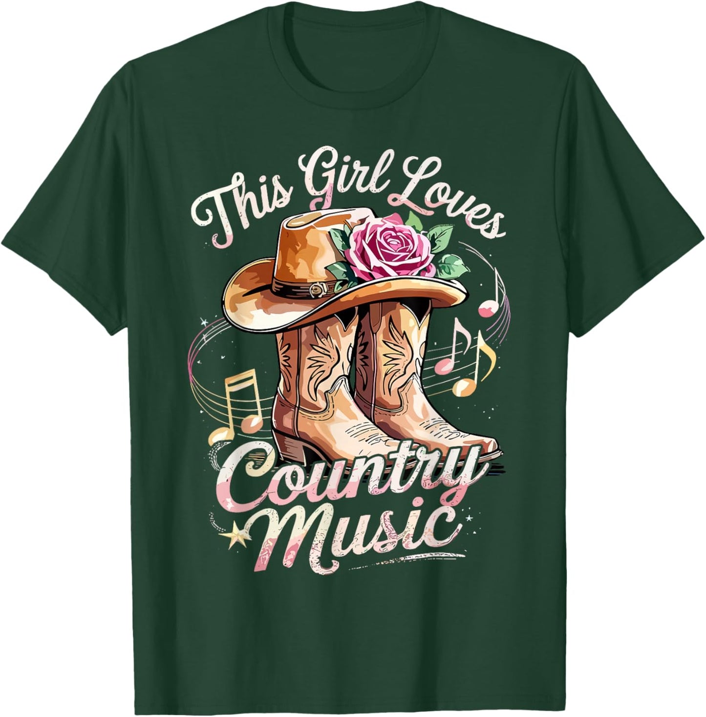 This Girl Loves Country Music Western Cowgirl T-Shirt - T-Shirt | Forest