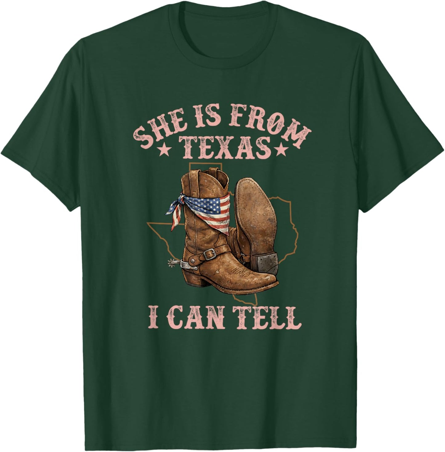She is from Texas I Can Tell Funny Girl Women Texas Map Flag T-Shirt - T-Shirt | Forest