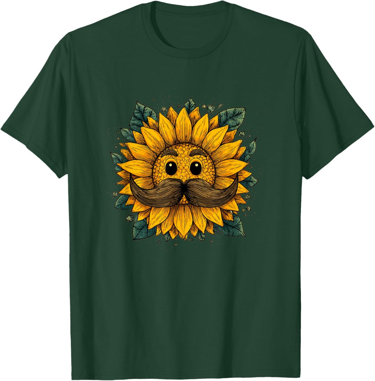 Funny Sunflower Costume with Mustache Beard T-Shirt - T-Shirt | Forest