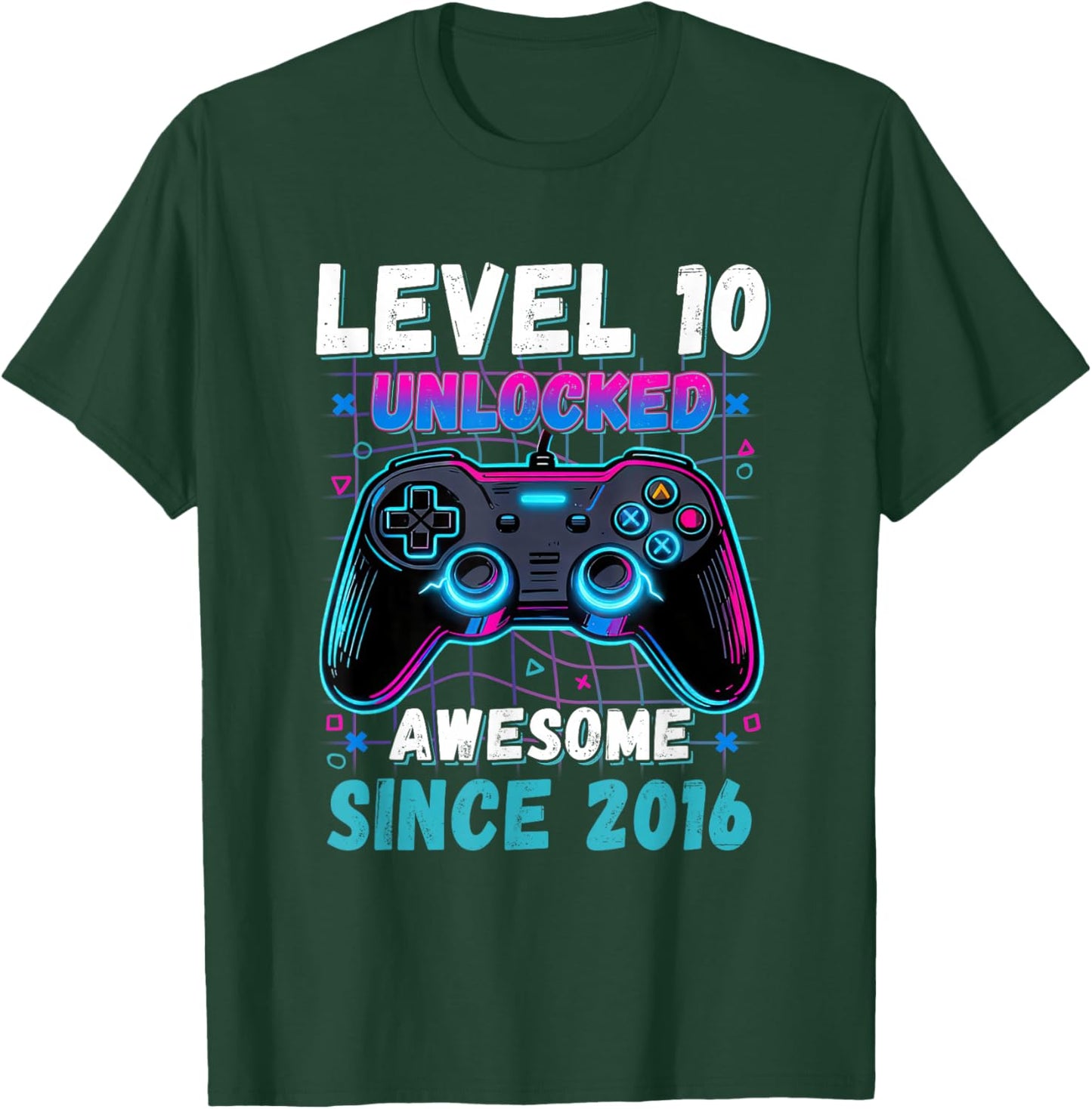 Level 10 Unlocked Awesome Since 2016 10th Birthday Boys Kids T-Shirt - T-Shirt | Forest
