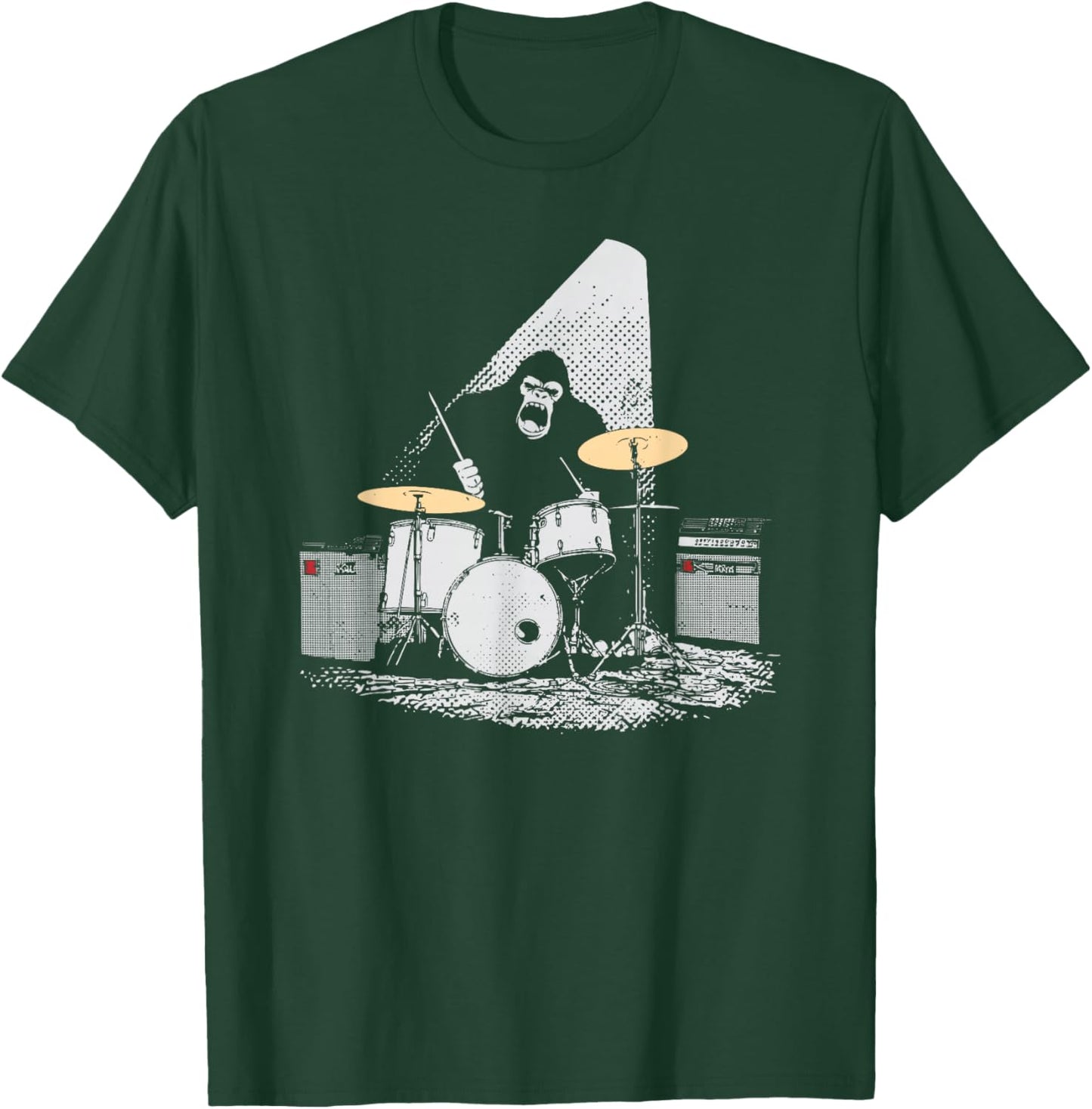 Bigfoot Drummer Retro Drums T-Shirt - T-Shirt | Forest