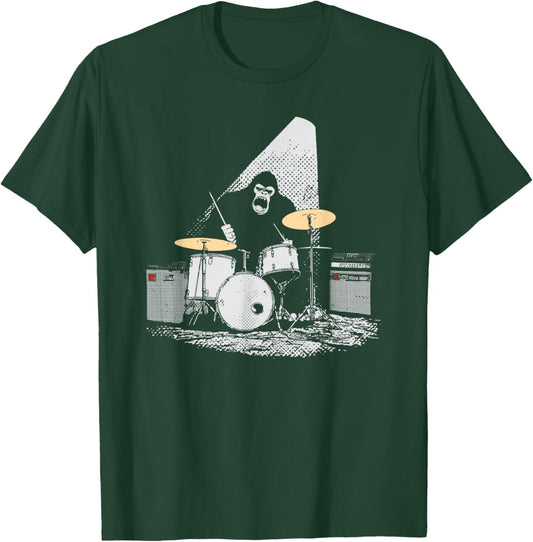 Bigfoot Drummer Retro Drums T-Shirt - T-Shirt | Forest