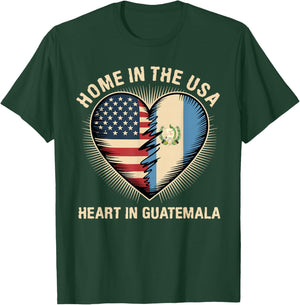 Home in The USA Heart in Guatemala American Guatemalan T-Shirt - T-Shirt | Forest