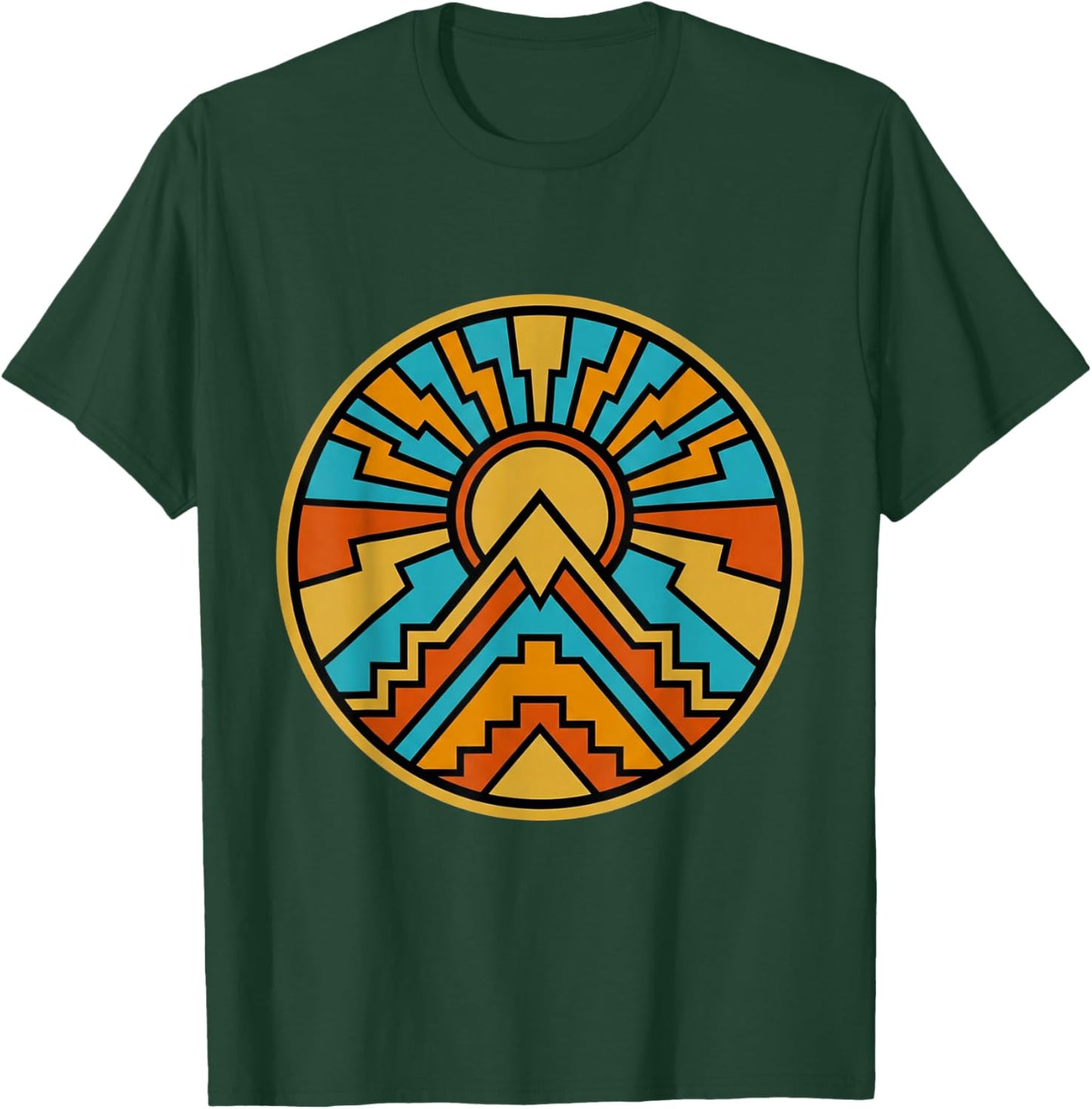 Indigenous Native American Culture Gift Sun Mountain T-Shirt - T-Shirt | Forest