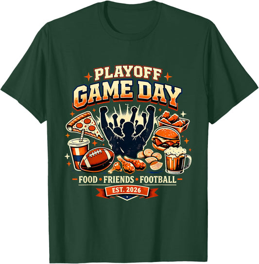 2026 Playoff Game Day Football Friends Snacks Watch Party T-Shirt - T-Shirt | Forest