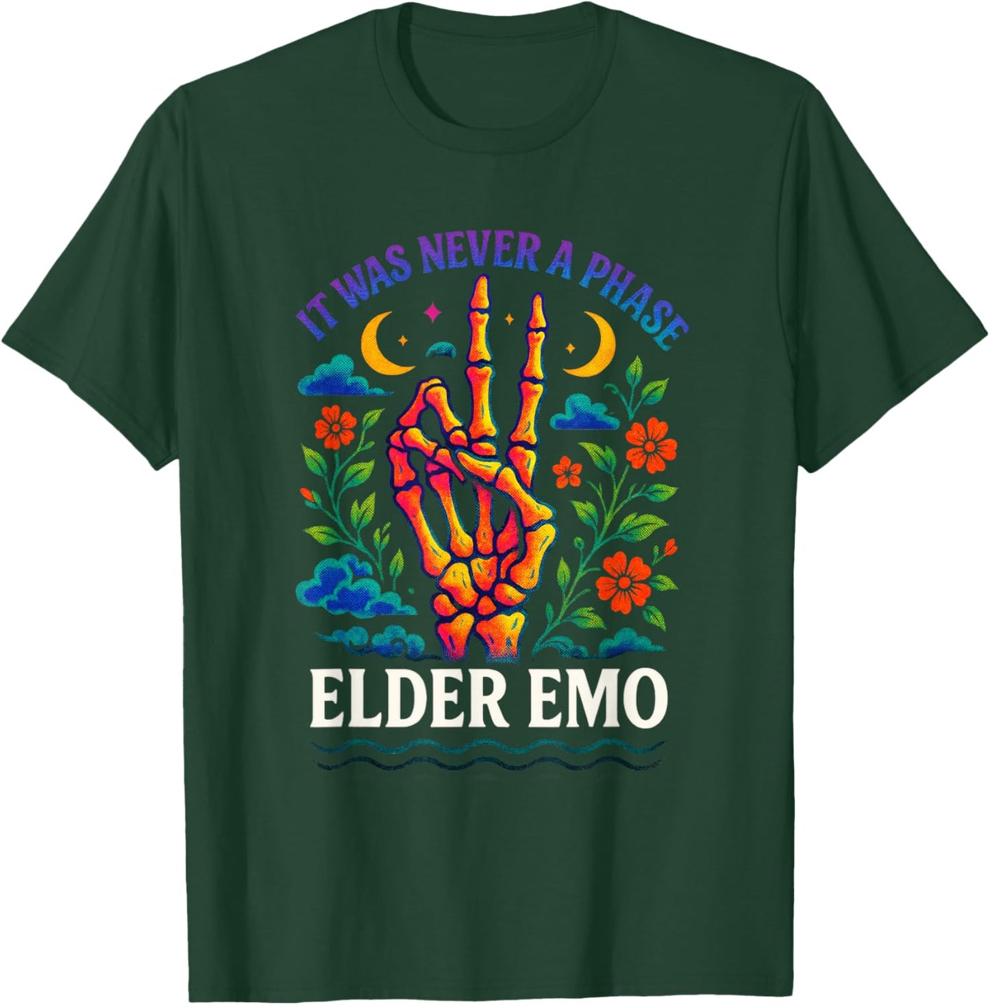 Elder Emo - Nostalgia Skeleton Hand Design T-Shirt - T-Shirt | Forest