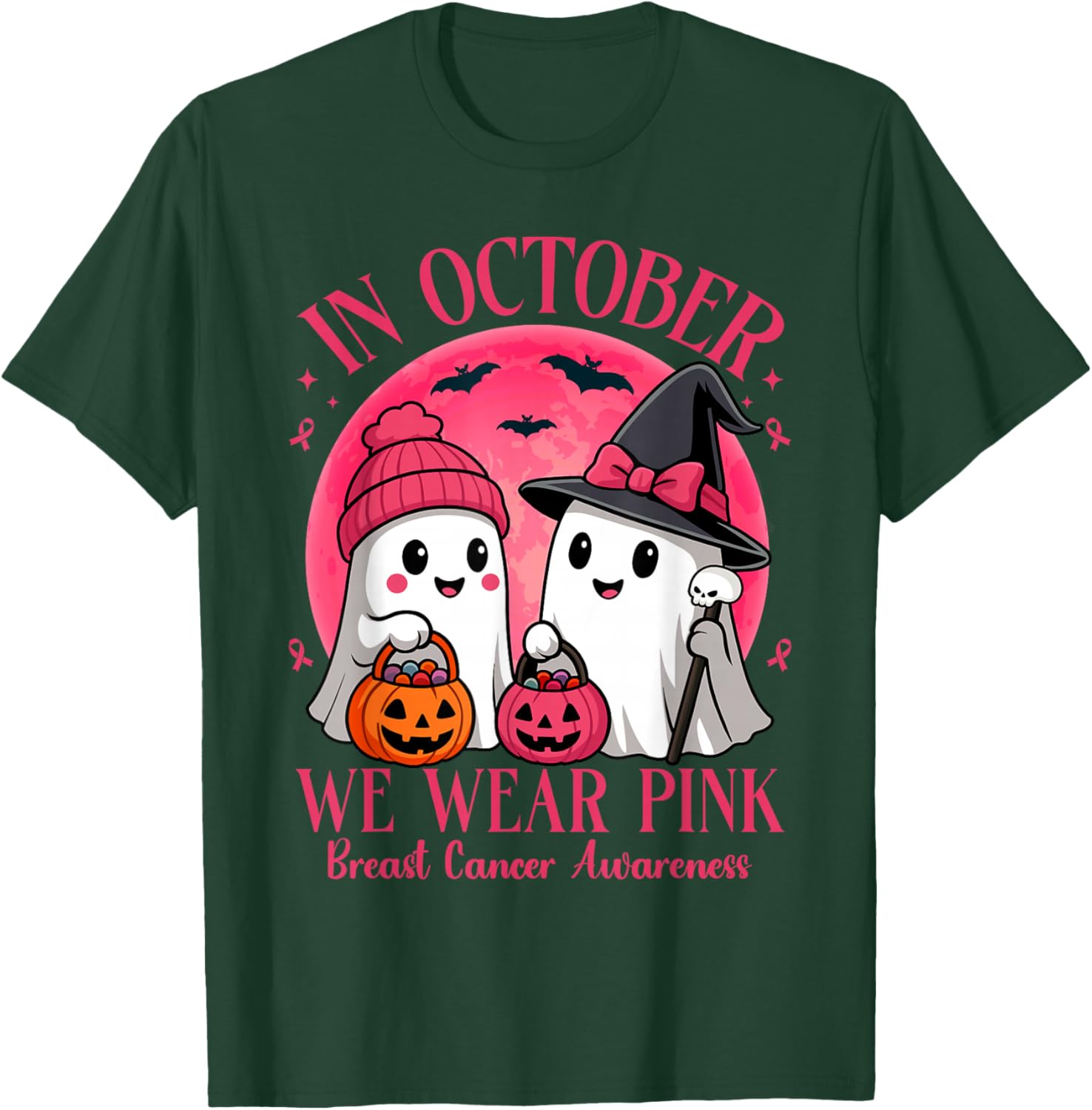Breast Cancer Halloween in October We Wear Pink T-Shirt - T-Shirt | Forest