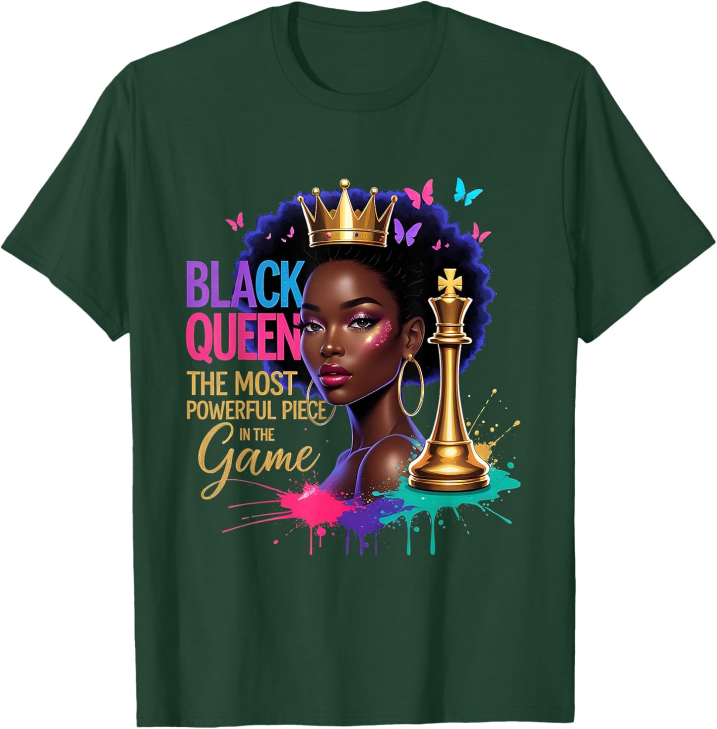 Melanin Queen Afro Girl Black Women African T-Shirt - T-Shirt | Forest