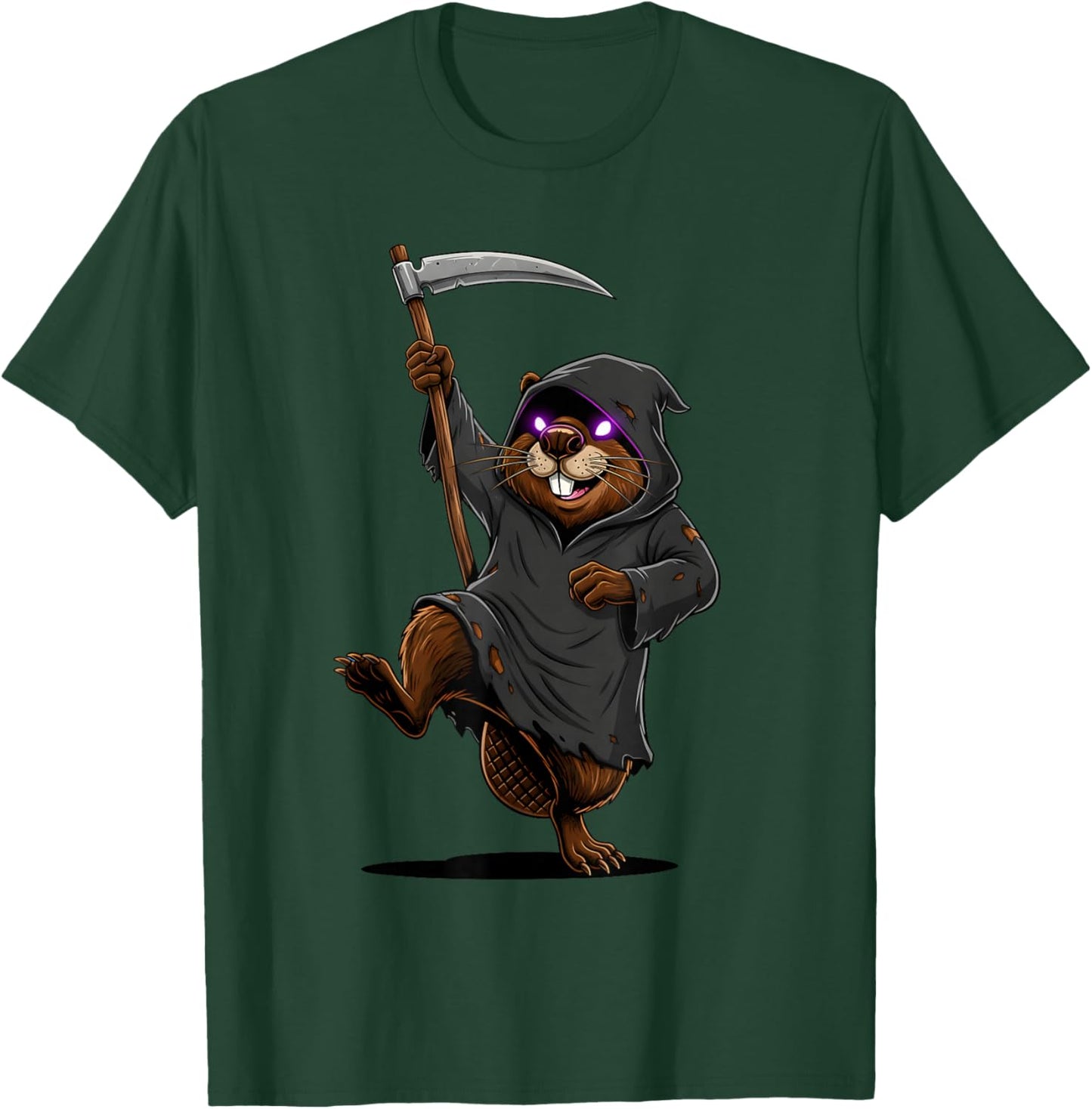 Grim Reaper Beaver Funny Halloween Costume Scythe Dark Humor T-Shirt - T-Shirt | Forest
