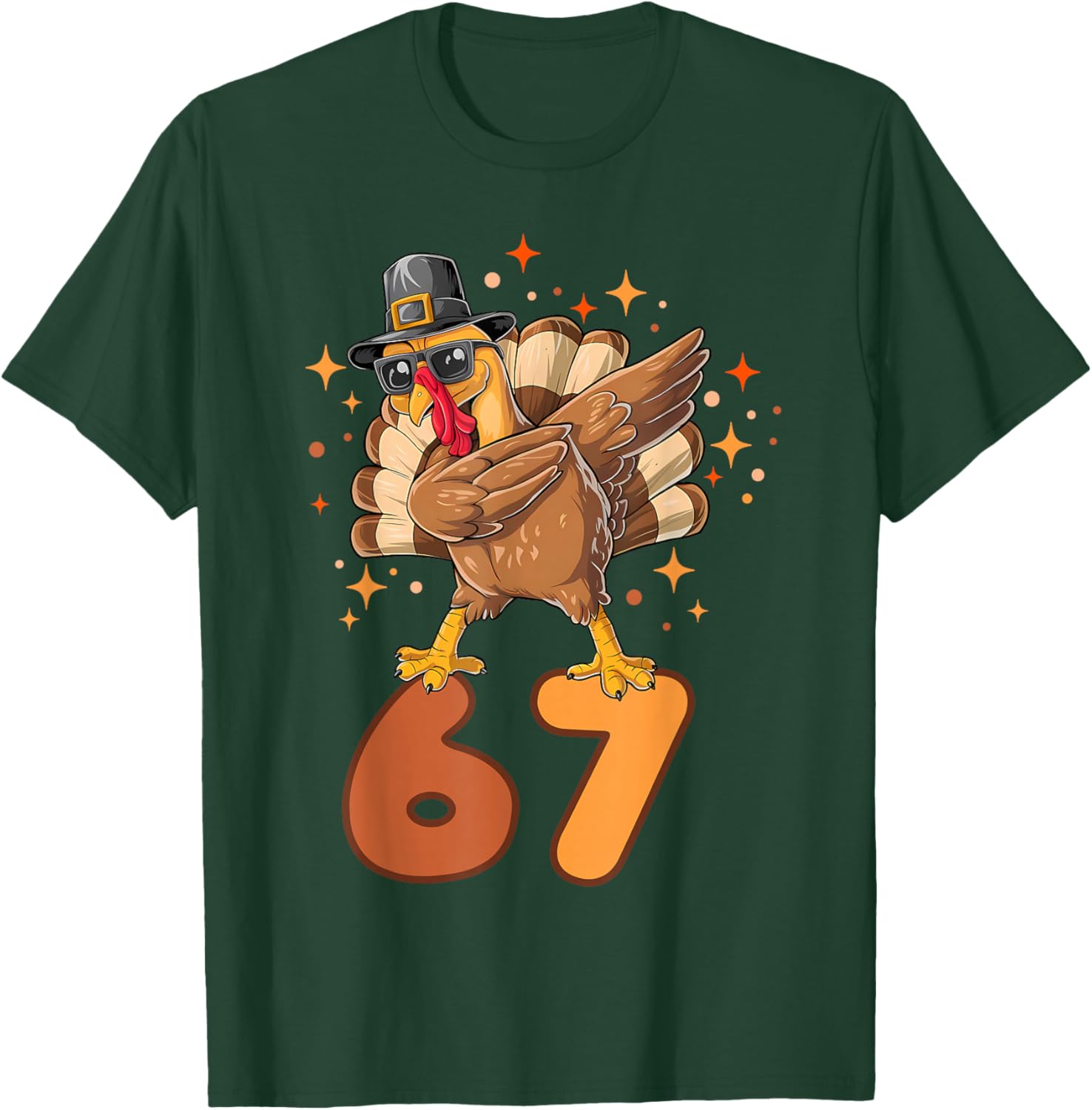 Funny Turkey Dab 67 Six Seven Thanksgiving Meme Brainrot T-Shirt - T-Shirt | Forest
