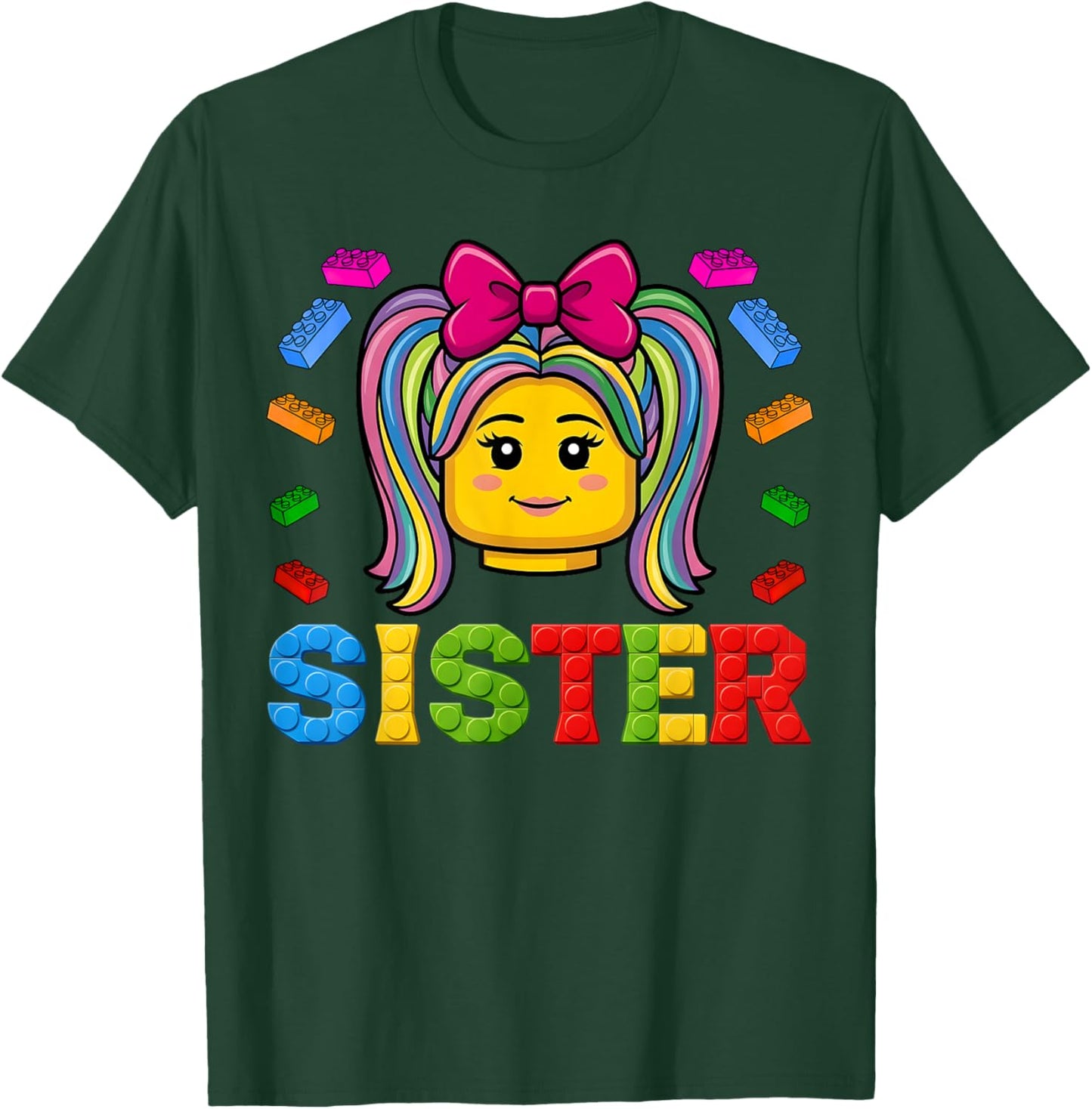 Sister Master Builder Building Bricks Blocks Family Matching T-Shirt - T-Shirt | Forest
