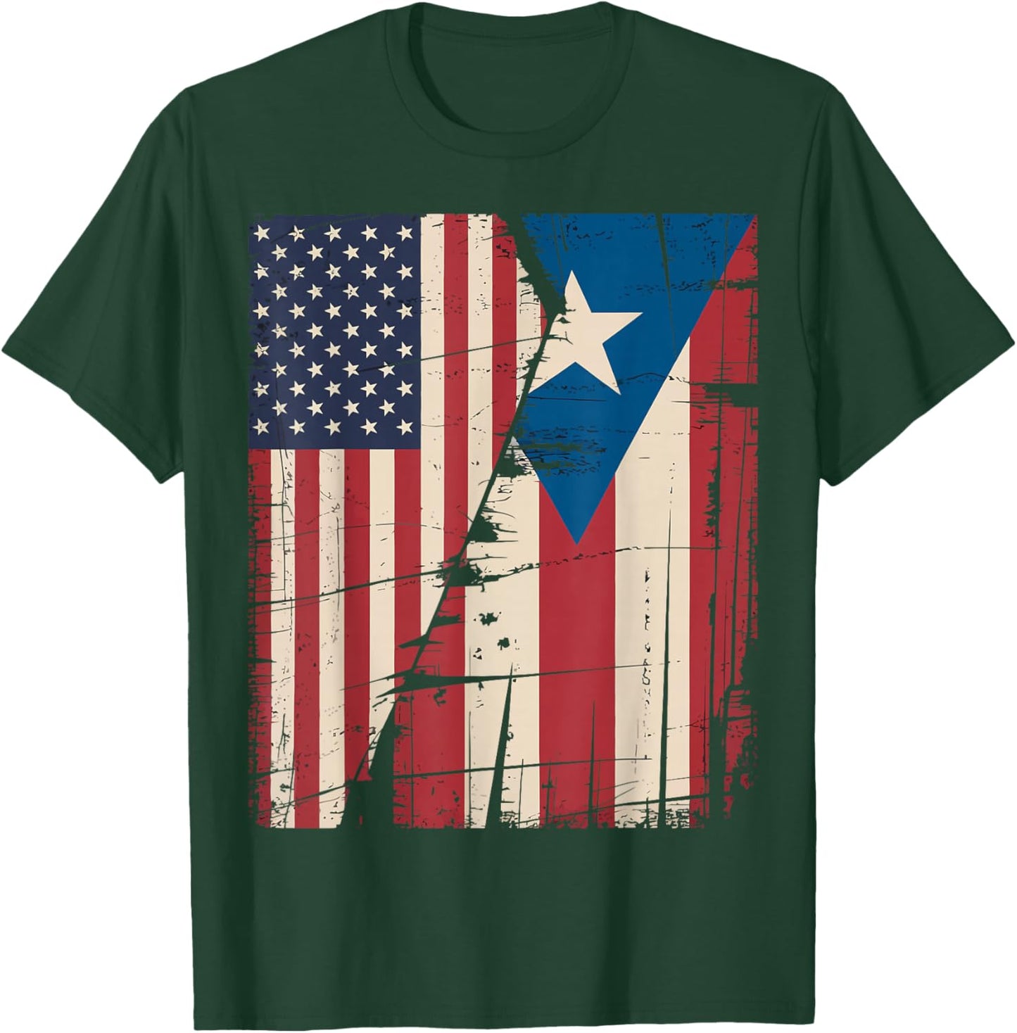 Puerto Rico USA Flag Puerto Rican American Design T-Shirt - T-Shirt | Forest