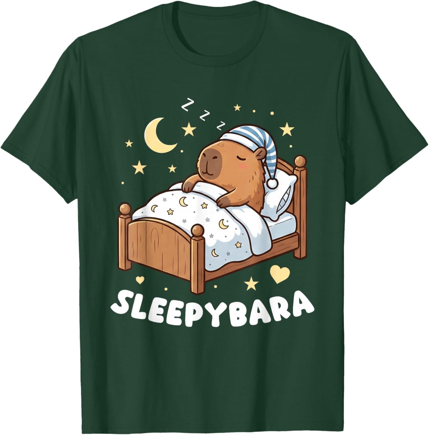 Capybara Sleepybara Sleep Pajamas T-Shirt - T-Shirt | Forest