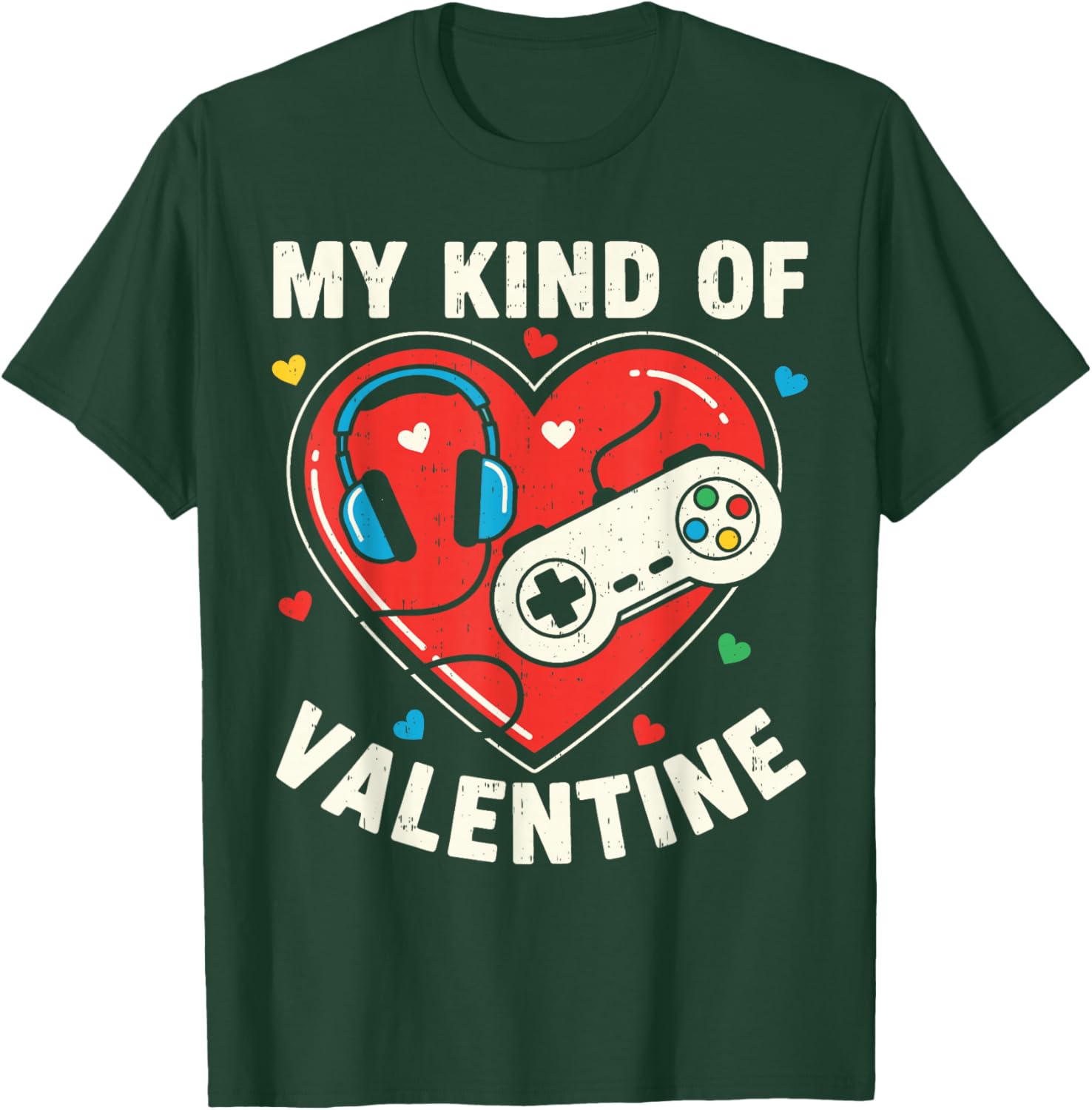 Video Game Funny Gamer Valentines Day for Teens Boys Kids T-Shirt - T-Shirt | Forest