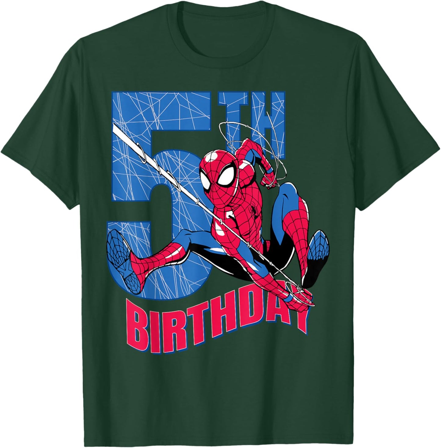 Marvel Comics Spider-Man 5th Birthday Hero Web Action T-Shirt - T-Shirt | Forest