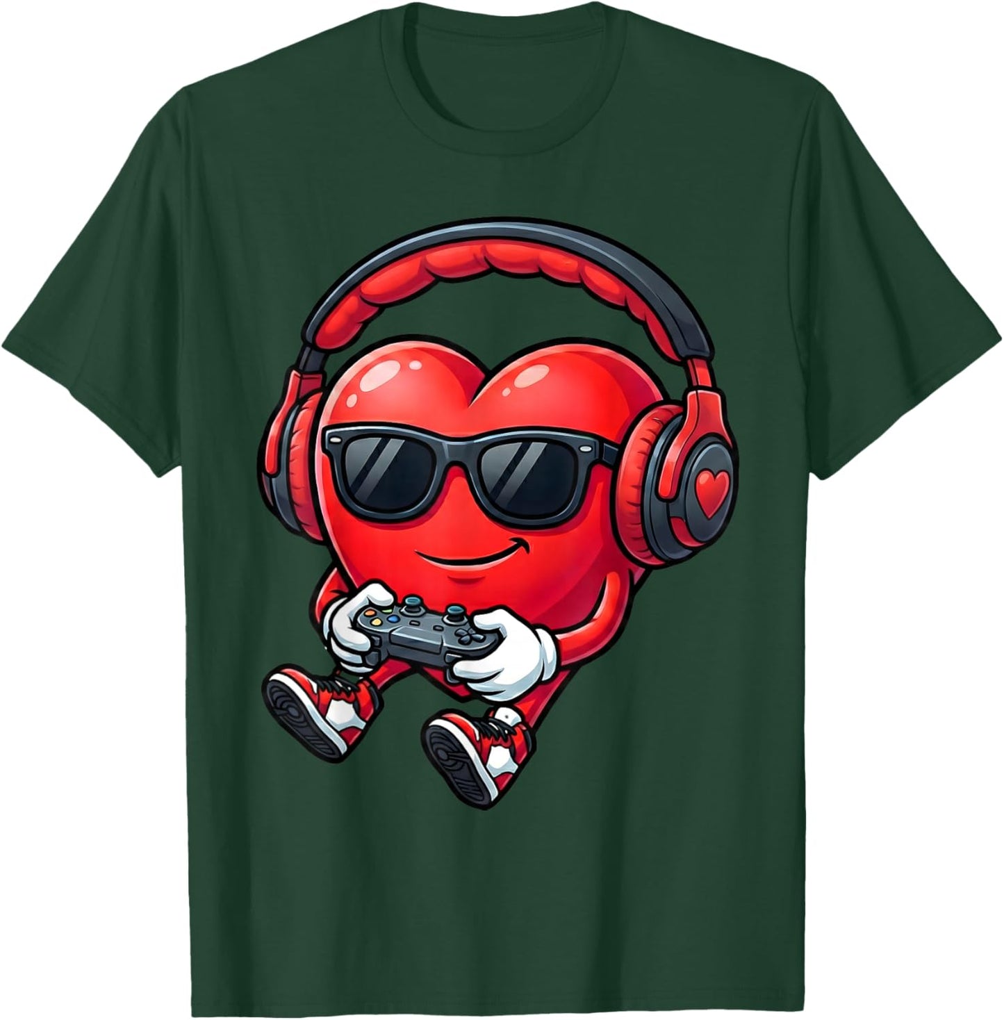 Valentines Day Red Heart Vday Gamer for Boys Kids Teen Youth T-Shirt - T-Shirt | Forest