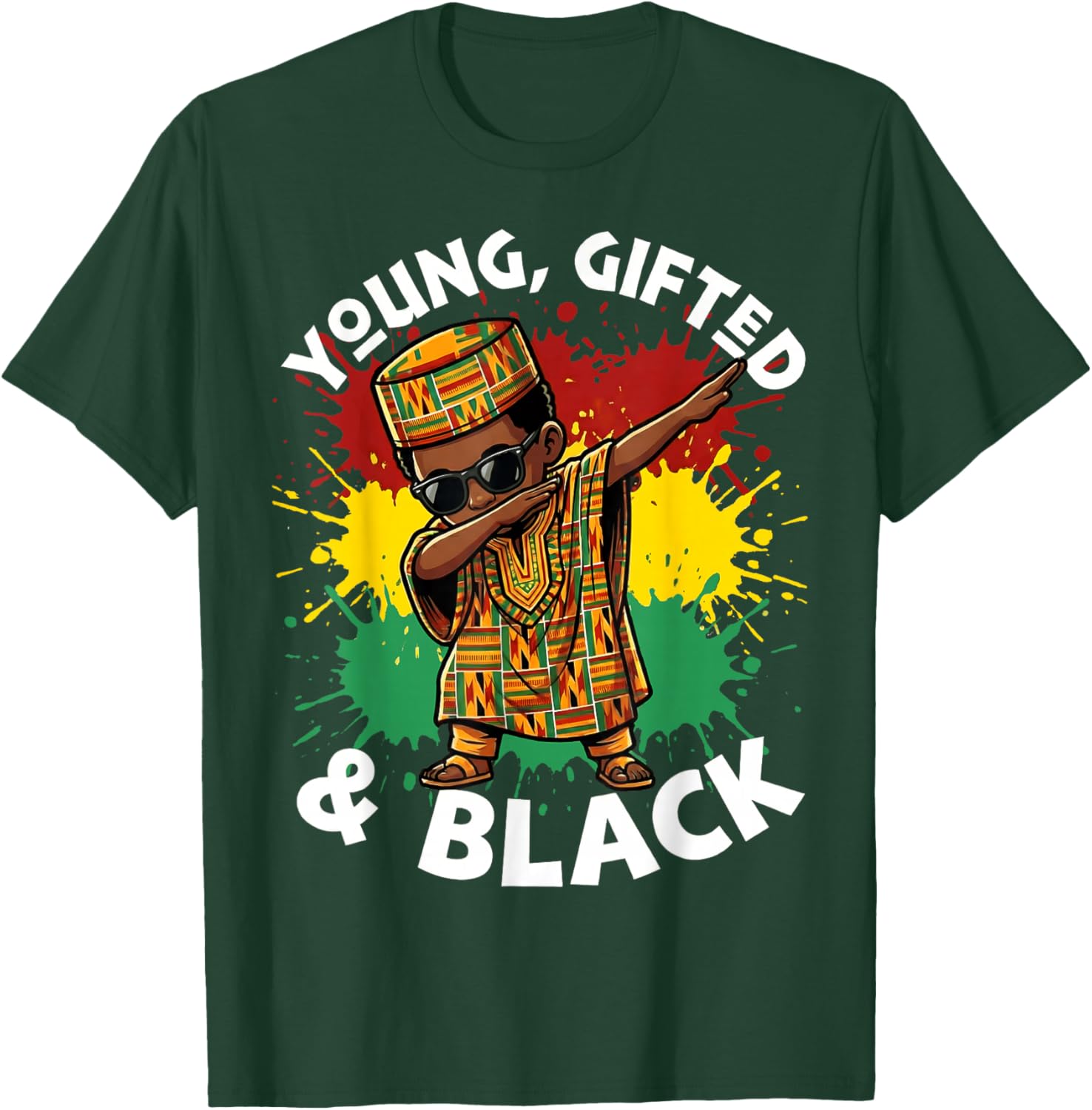 Dabbing African Boy Kid Toddler Young Gifted Black History T-Shirt - T-Shirt | Forest