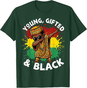 Dabbing African Boy Kid Toddler Young Gifted Black History T-Shirt - T-Shirt | Forest