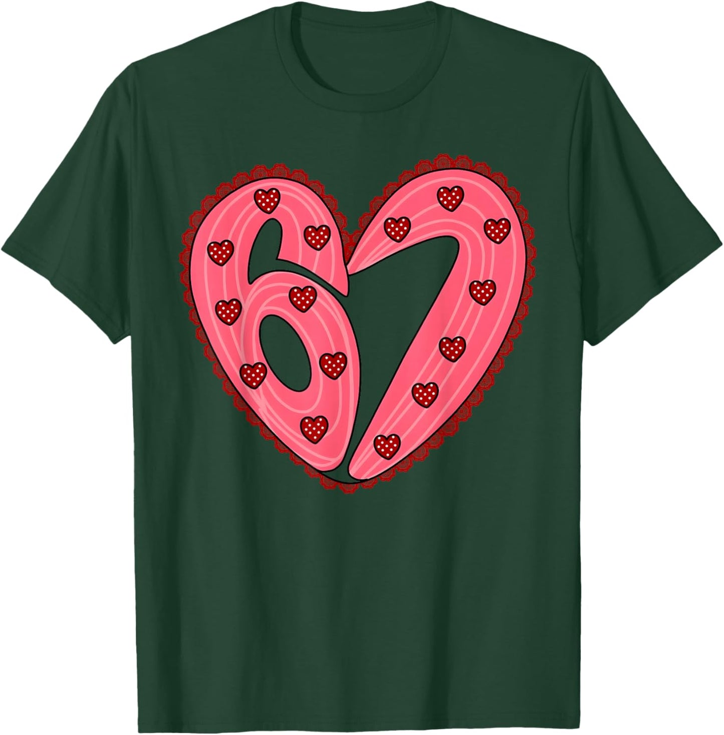 Funny Valentine Six Seven 6 7 Heart Meme Men Women Kid T-Shirt - T-Shirt | Forest