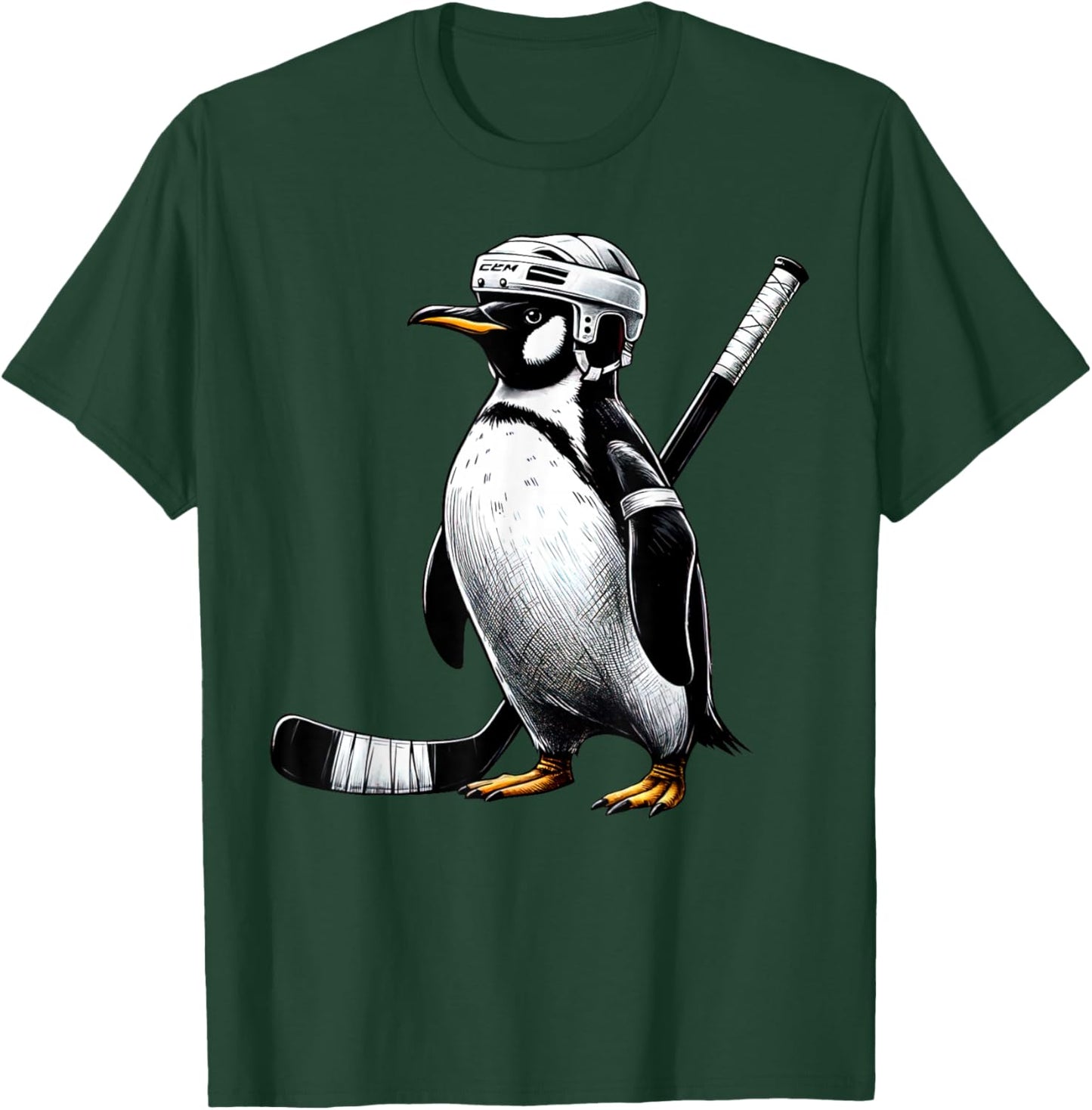 Cool Animal Penguin Playing Hockey Player Sport Lover T-Shirt - T-Shirt | Forest