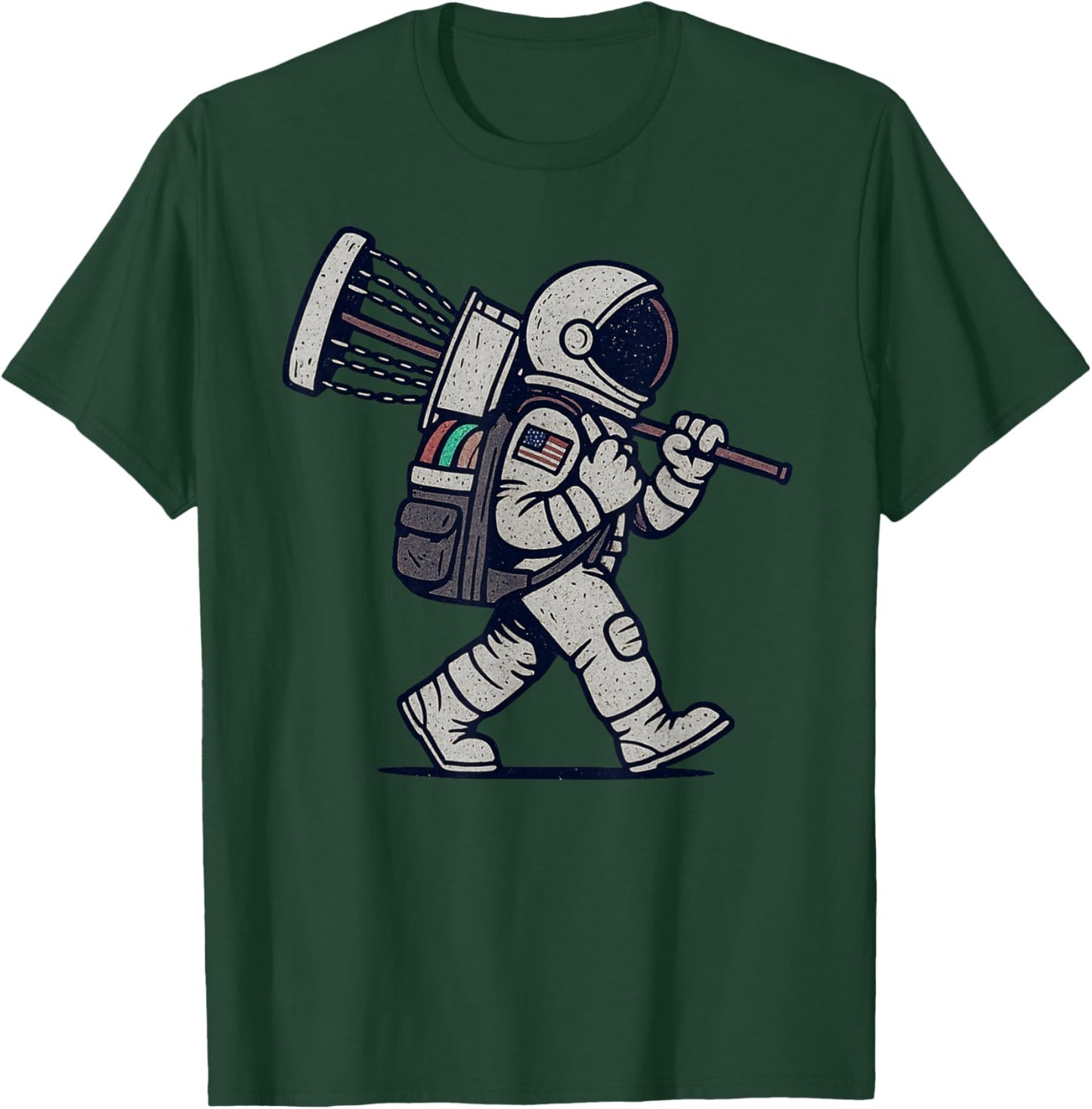 Astronaut Disc Golfer Funny Disc Golf T-Shirt - T-Shirt | Forest