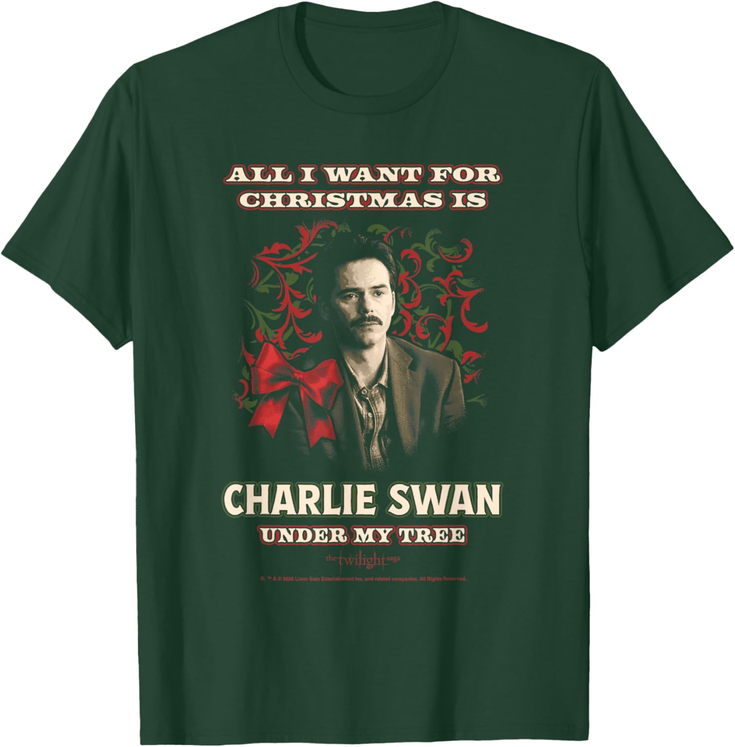 Twilight All I Want for Christmas is Charlie Swan Movie T-Shirt - T-Shirt | Forest